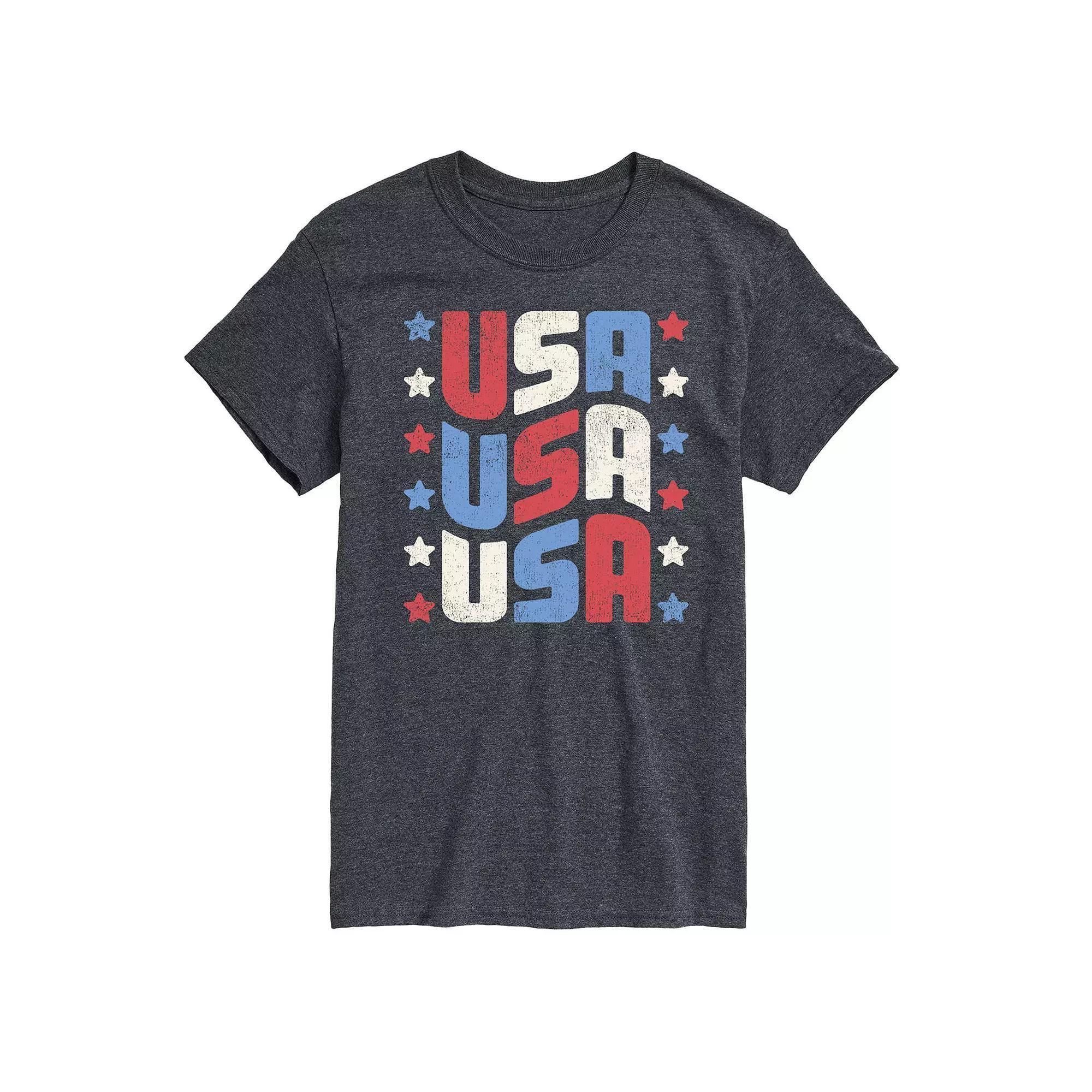 Men's USA Stacked Graphic Tee., Size: XXL, Black Product Image