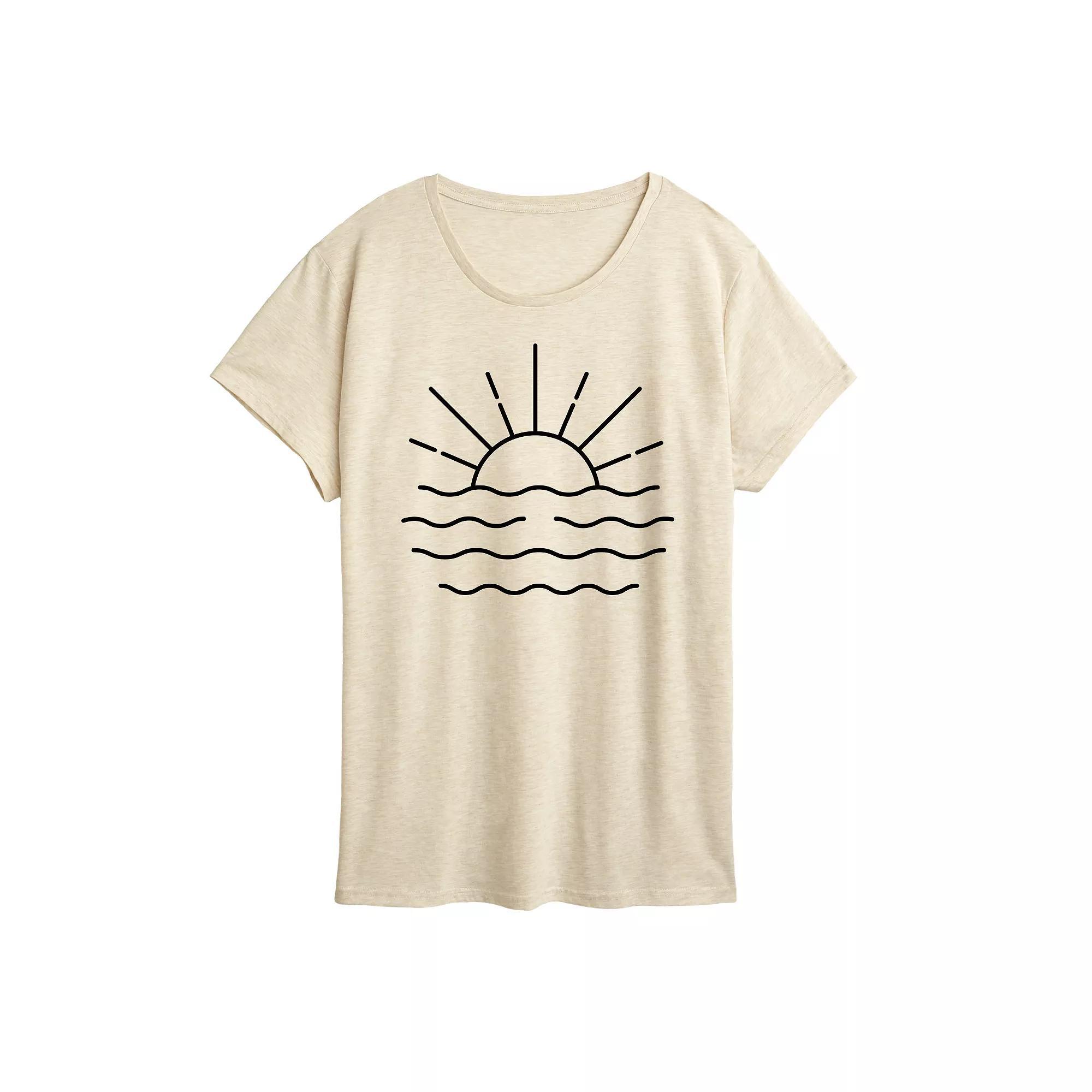 Womens Ocean Sunset Linework Graphic Tee Grey Royal Blue Product Image