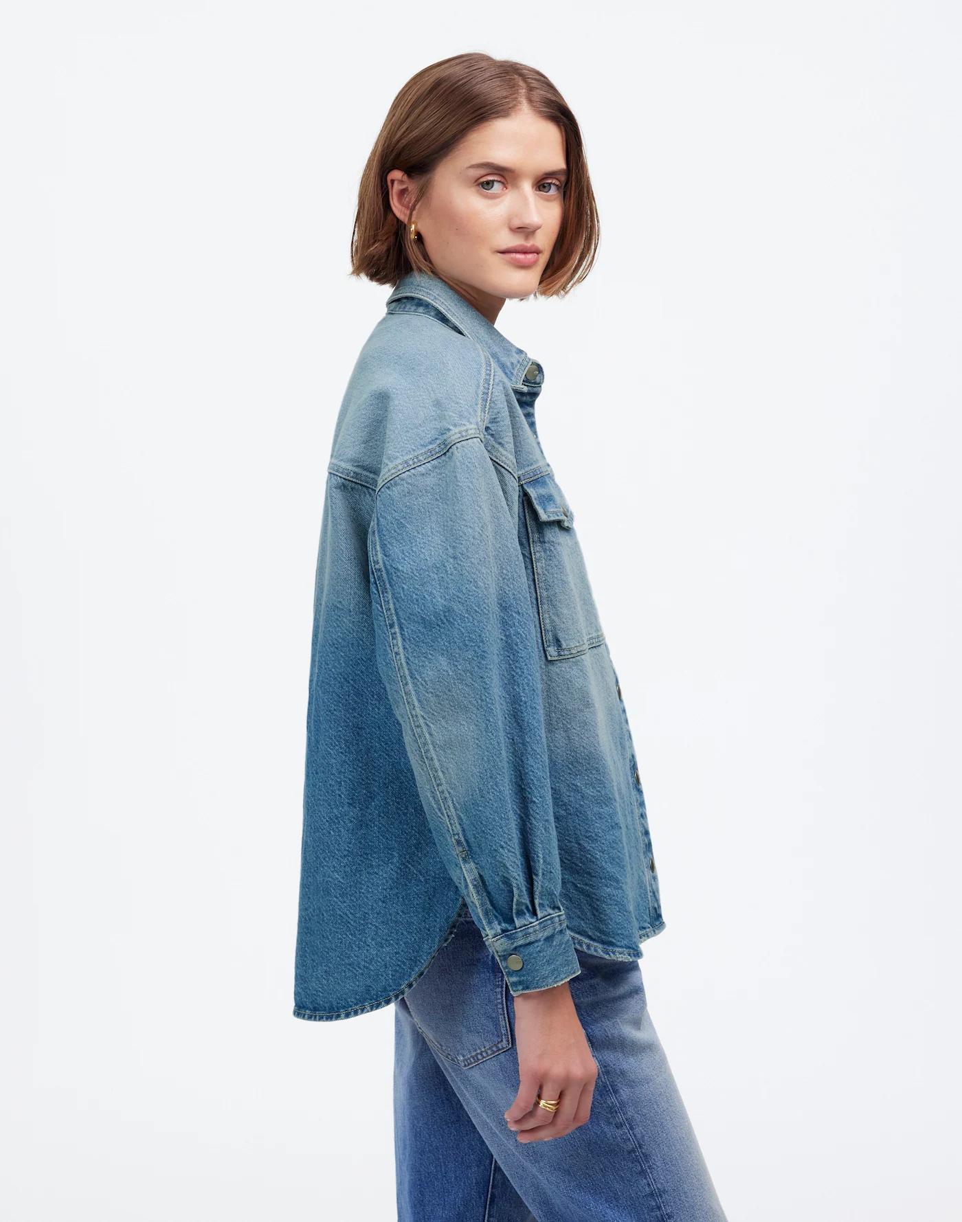 Denim Boxy Shirt-Jacket in Maspeth Wash Product Image