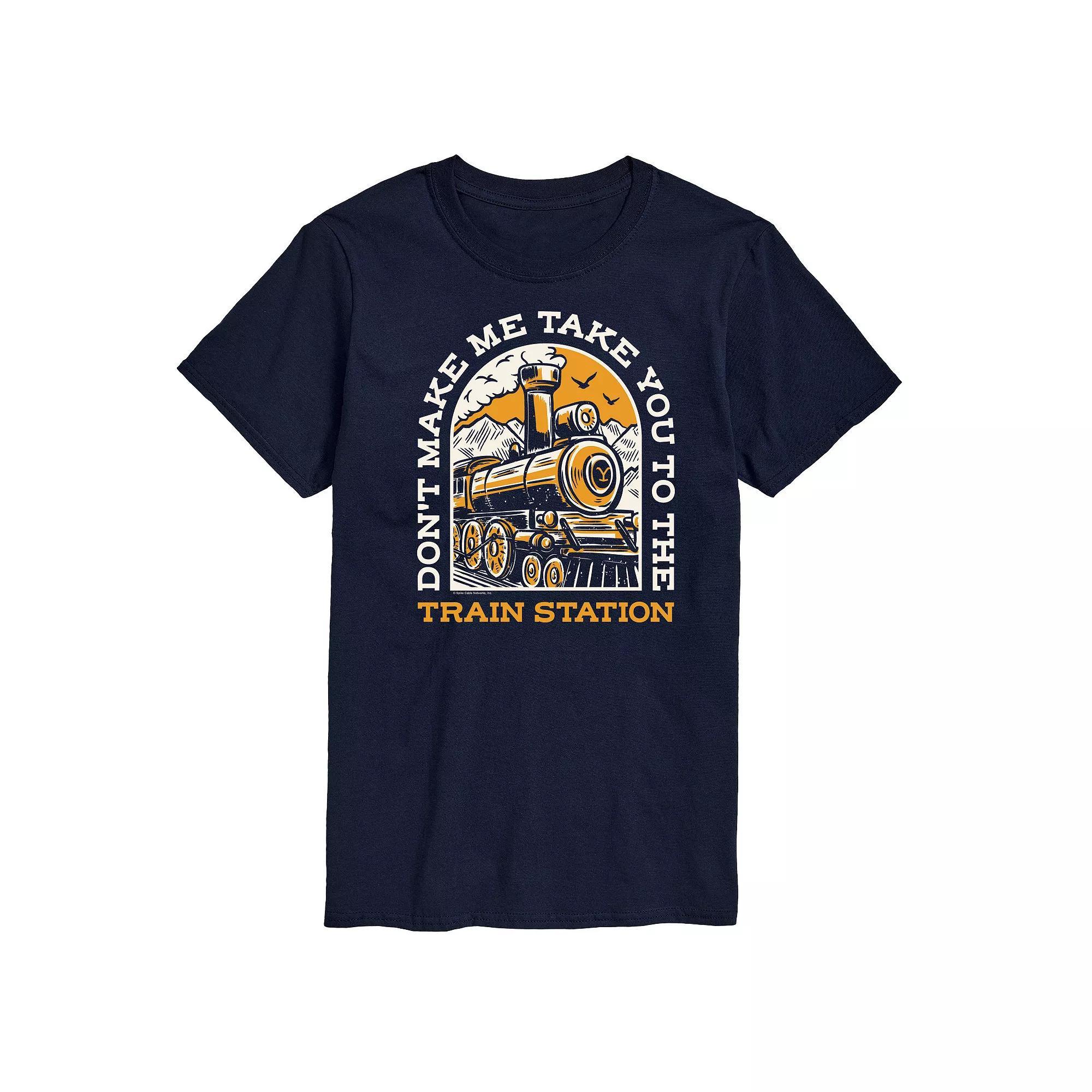 Mens Yellowstone Take You Train Station Graphic Tee Blue Product Image
