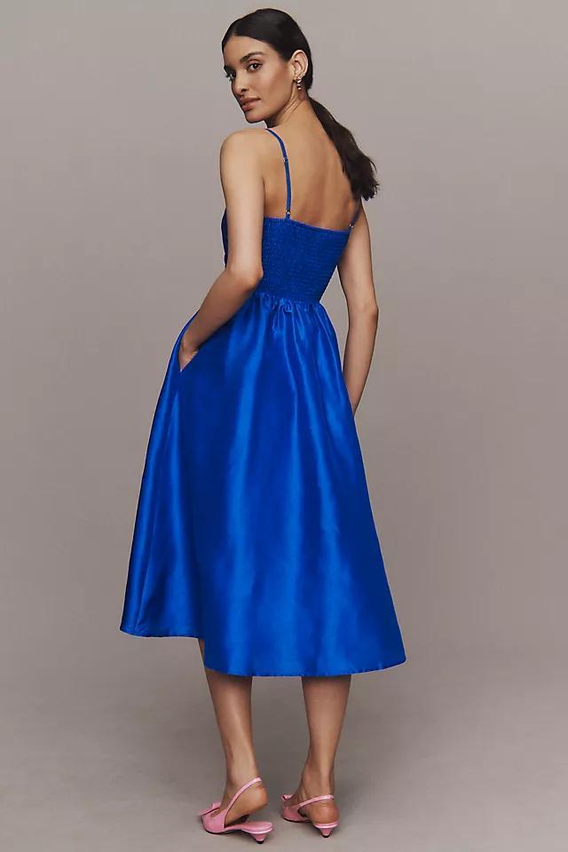 Hutch Eddi Sleeveless Straight-Neck Shantung Drop-Waist A-Line Midi Dress Product Image