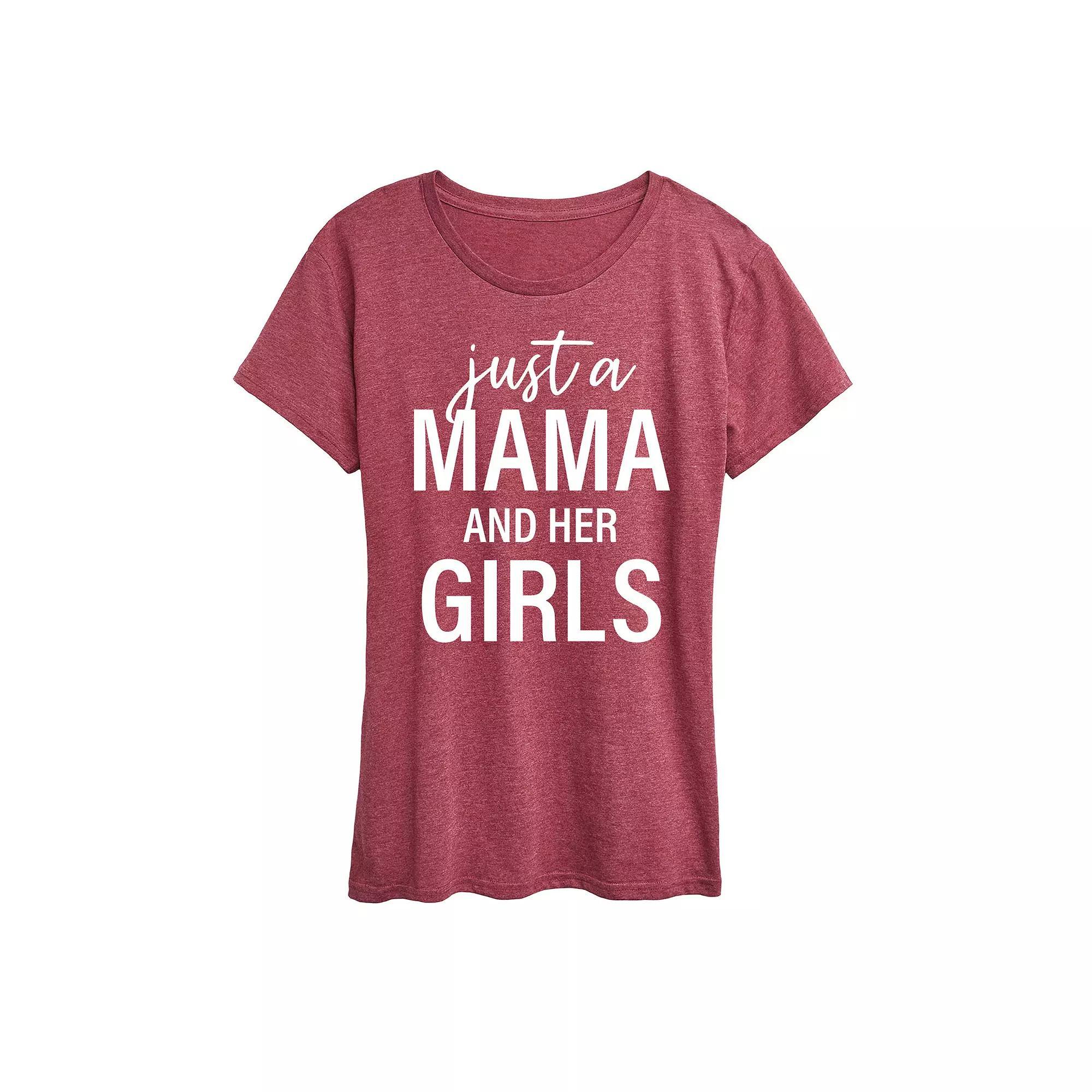 Womens Just A Mama And Her Girls Graphic Tee, Girls Grey Blue Product Image