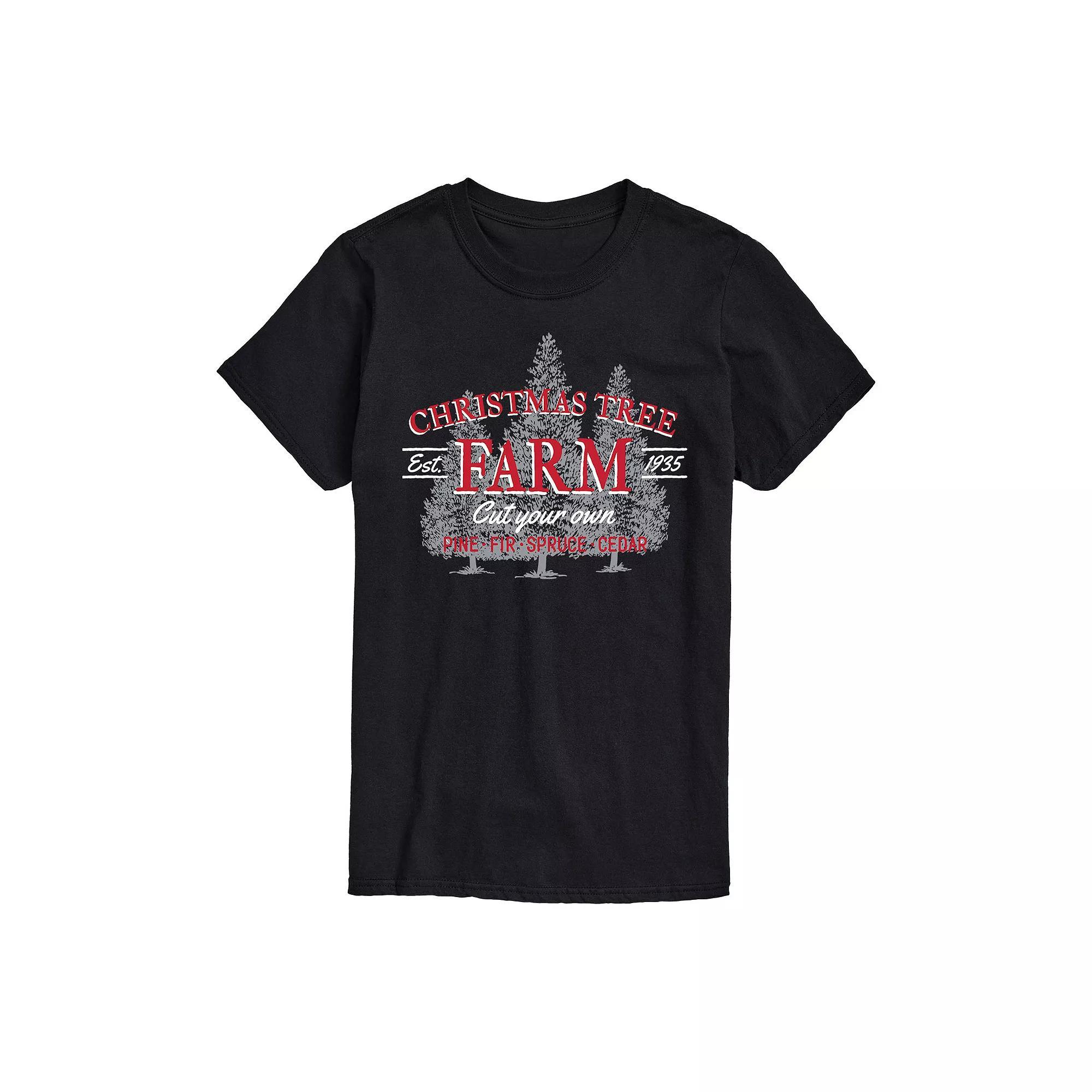 Men's Christmas Tree Farm Sign Tee, Size: XL, Black Product Image