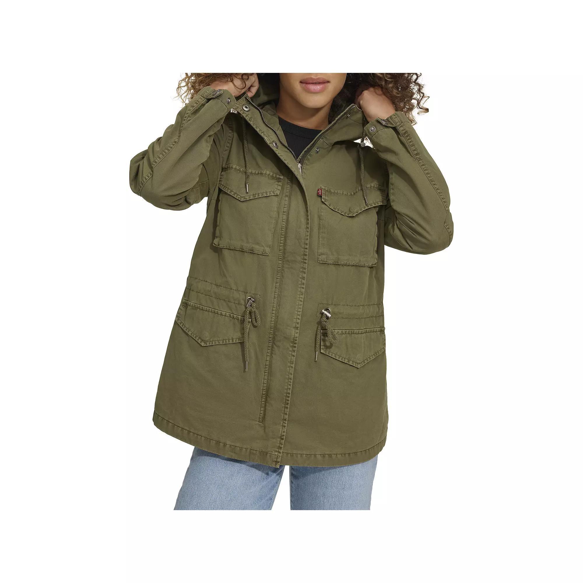 Women's Levi's® Lightweight Hooded Anorak Military Jacket, Size: Large, Green Product Image