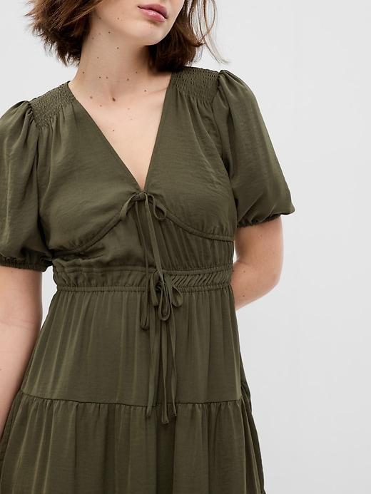 Tie-Front Tiered Mini Dress Product Image
