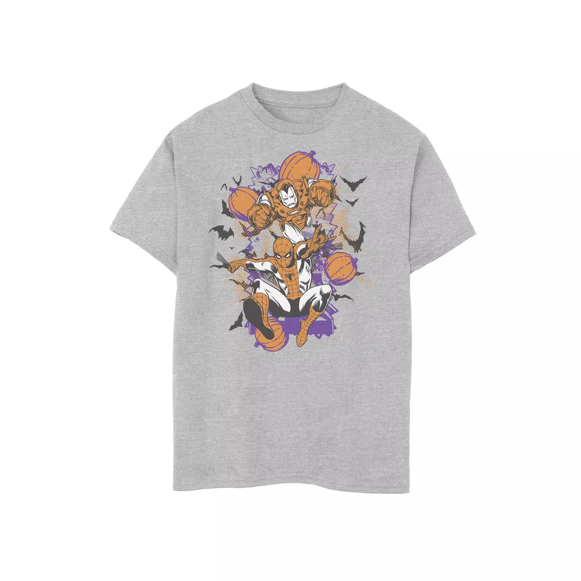Boys 8-20 Marvel Iron Man & Spider-Man Halloween Graphic Tee, Boys Athletic Grey Product Image