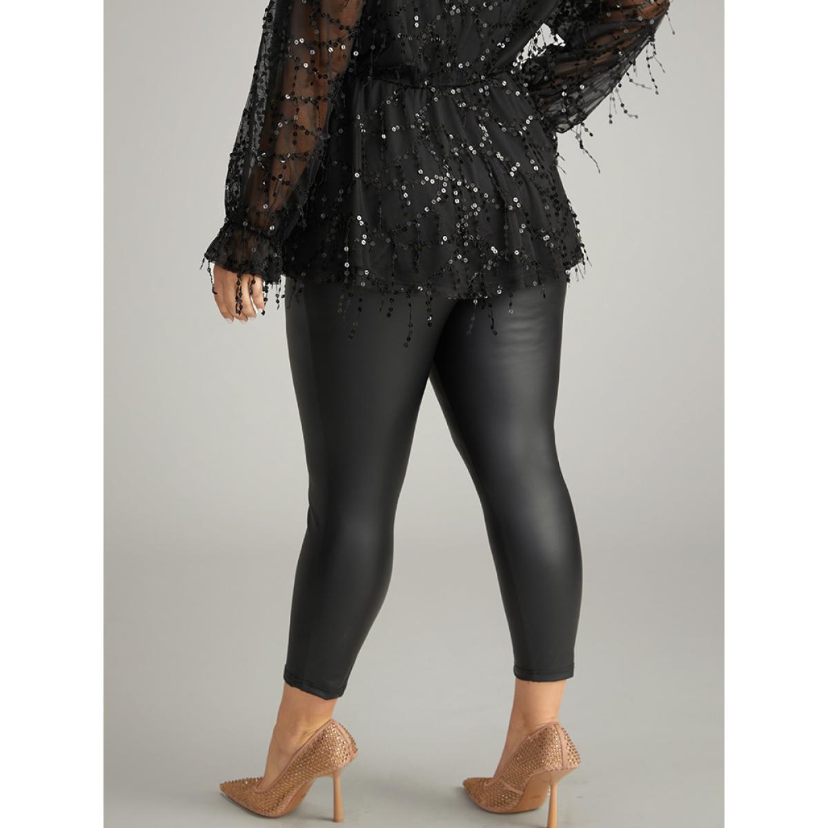 Plus Size Halloween Mid Rise Elastic Waist Pants Women Black Party Skinny Mid Rise Festival-Halloween Pants BloomChic 22-24/3X Product Image