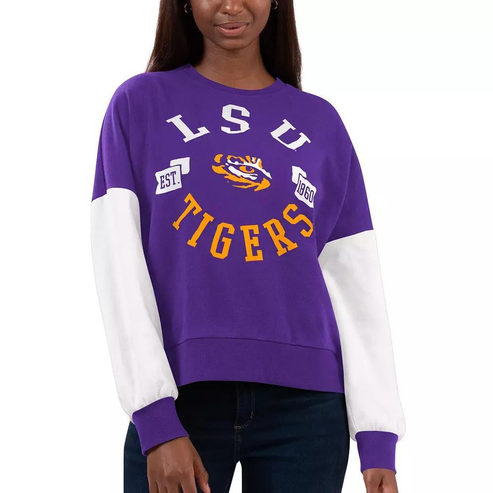 Women's G-III 4Her by Carl Banks Purple/White LSU Tigers Team Pride Colorblock Pullover Sweatshirt, Size: 2XL Product Image