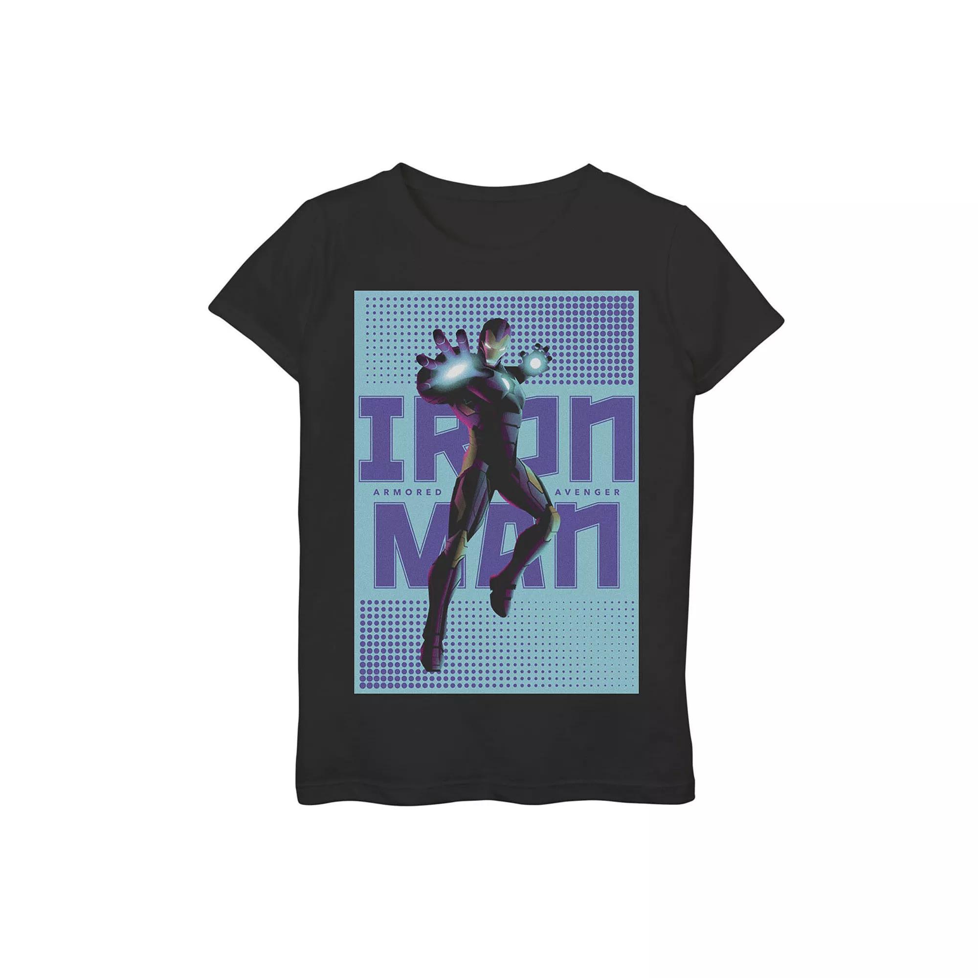 Girls 7-16 Marvel Iron Man Halftone Pop Art Poster Tee, Girl's, Size: Large, Black Product Image
