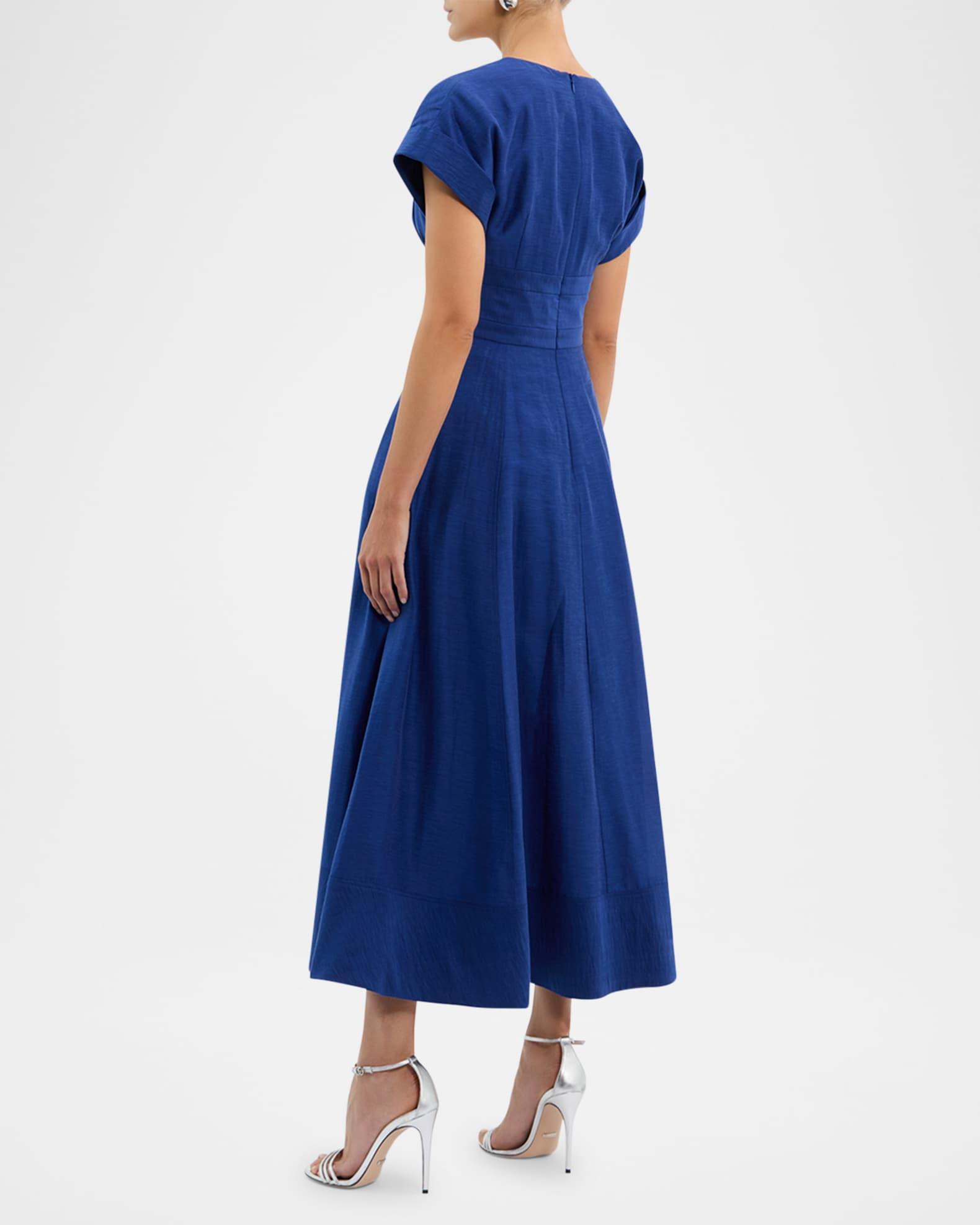 Cera Deep V-Neck Bow Midi Dress Product Image