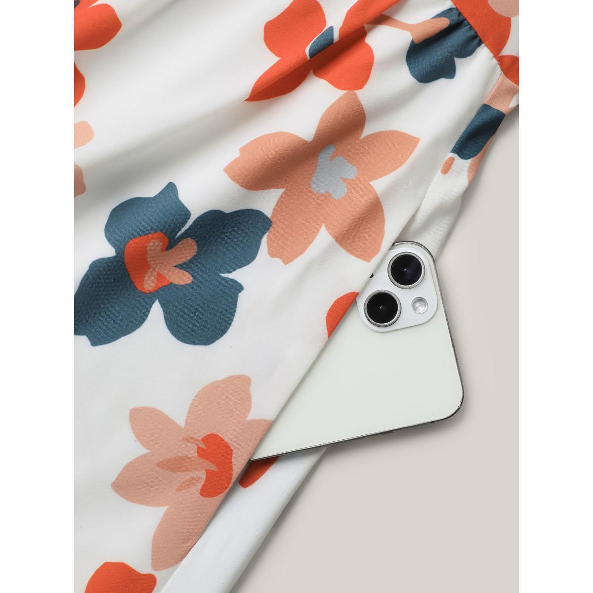 Plus Size Sweet Floral Front-Twist Lined Maxi Dress Multicolor Women Elegant Twist Heart neckline Short sleeve Curvy BloomChic 30/6X Product Image