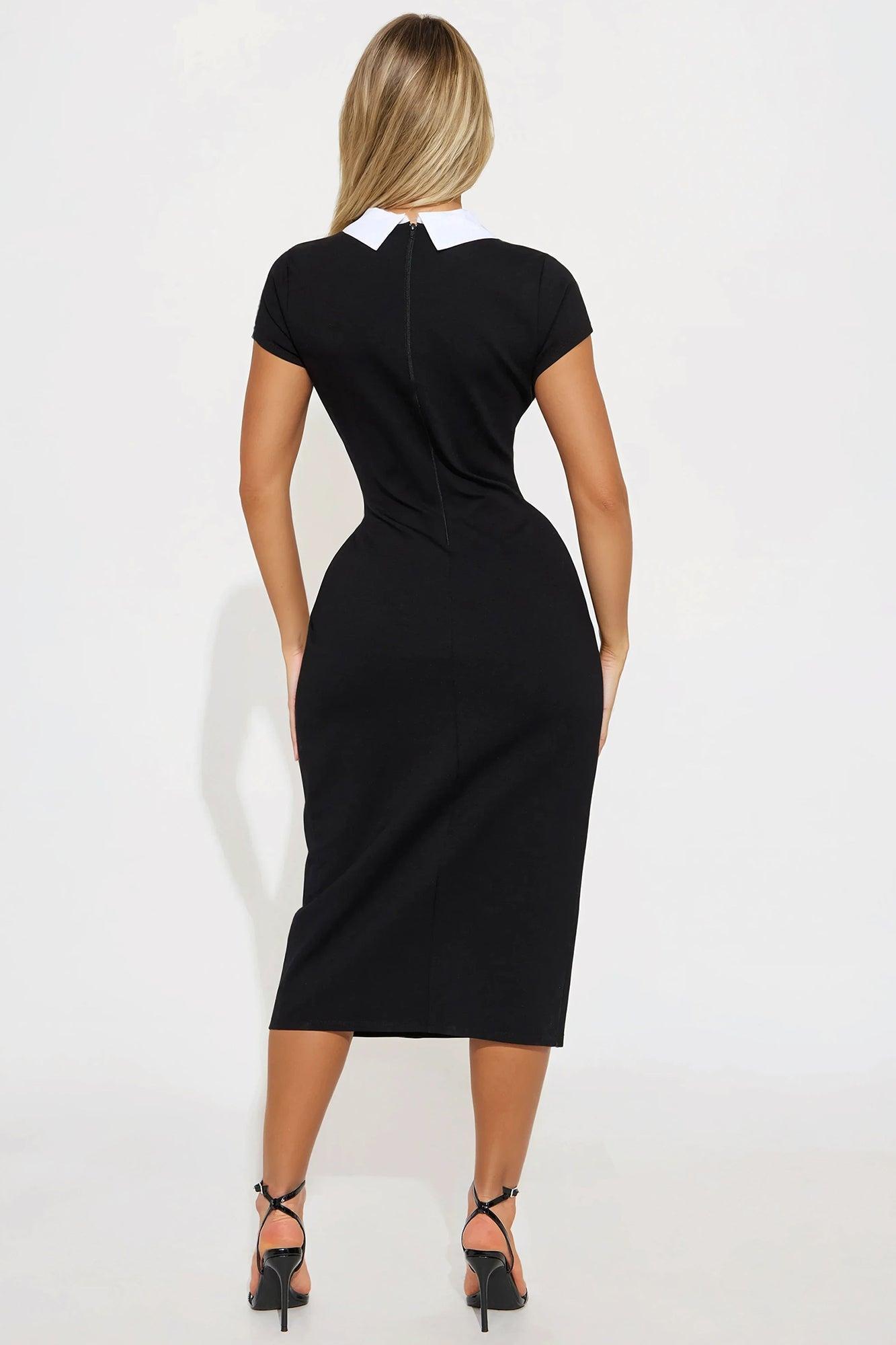 Pretty And Smart Body Sculpting Midi Dress - Black Product Image