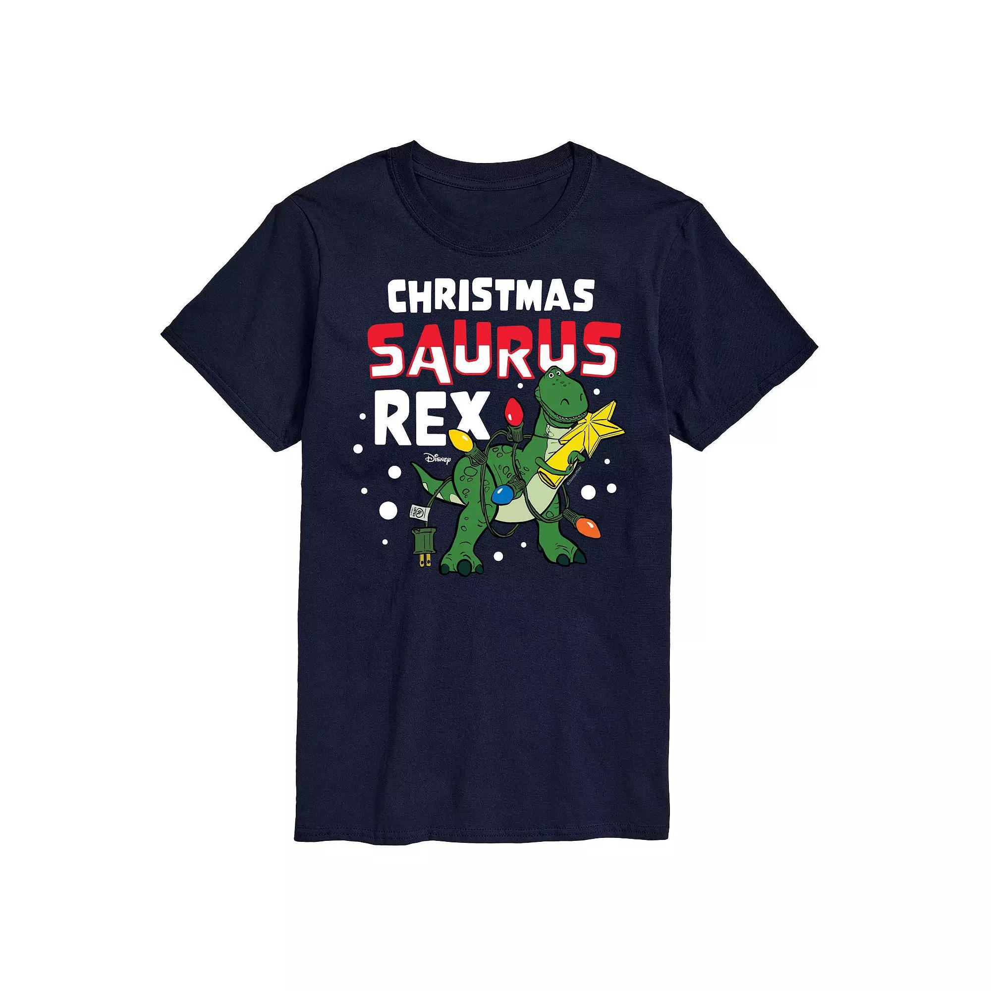 Disney / Pixars Toy Story Rex Mens Christmas Saurus Rex Graphic Tee Blue Product Image