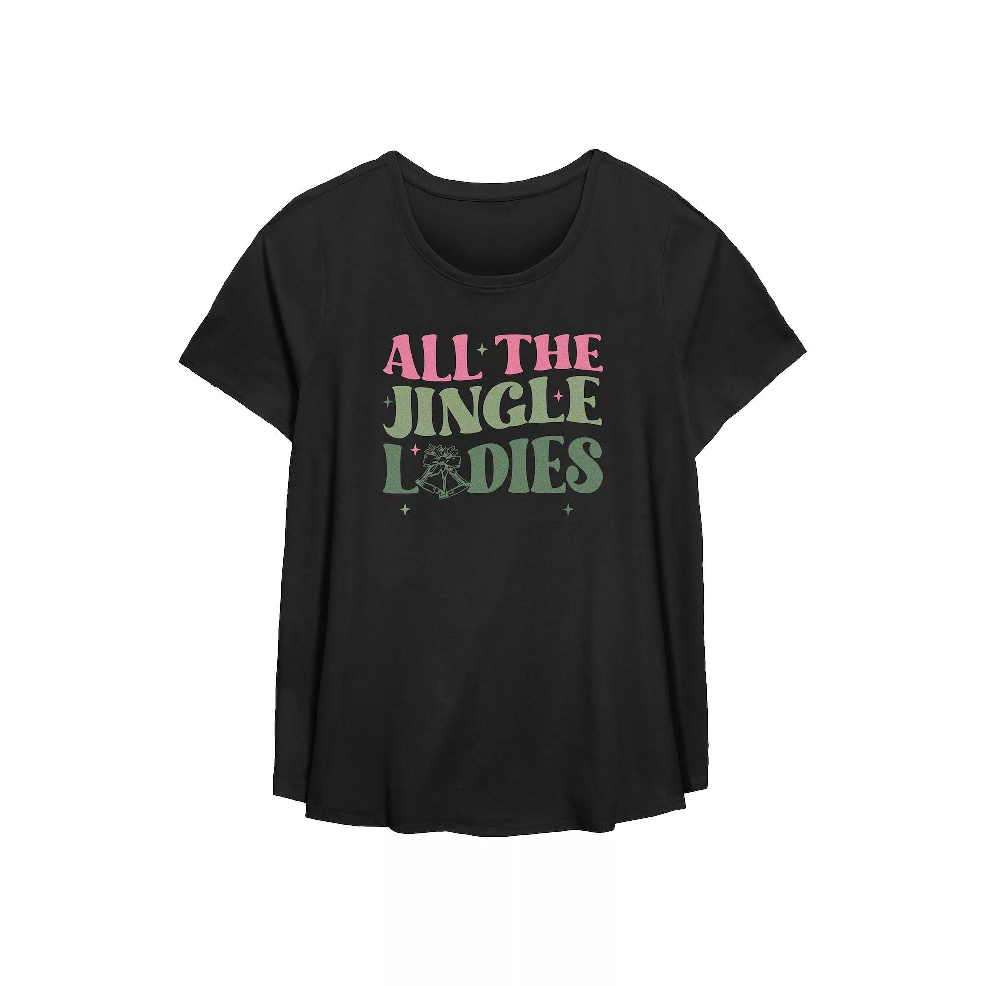 Plus Size All The Jingle Ladies Flowy Graphic Tee, Women's, Size: 4XL, Black Product Image