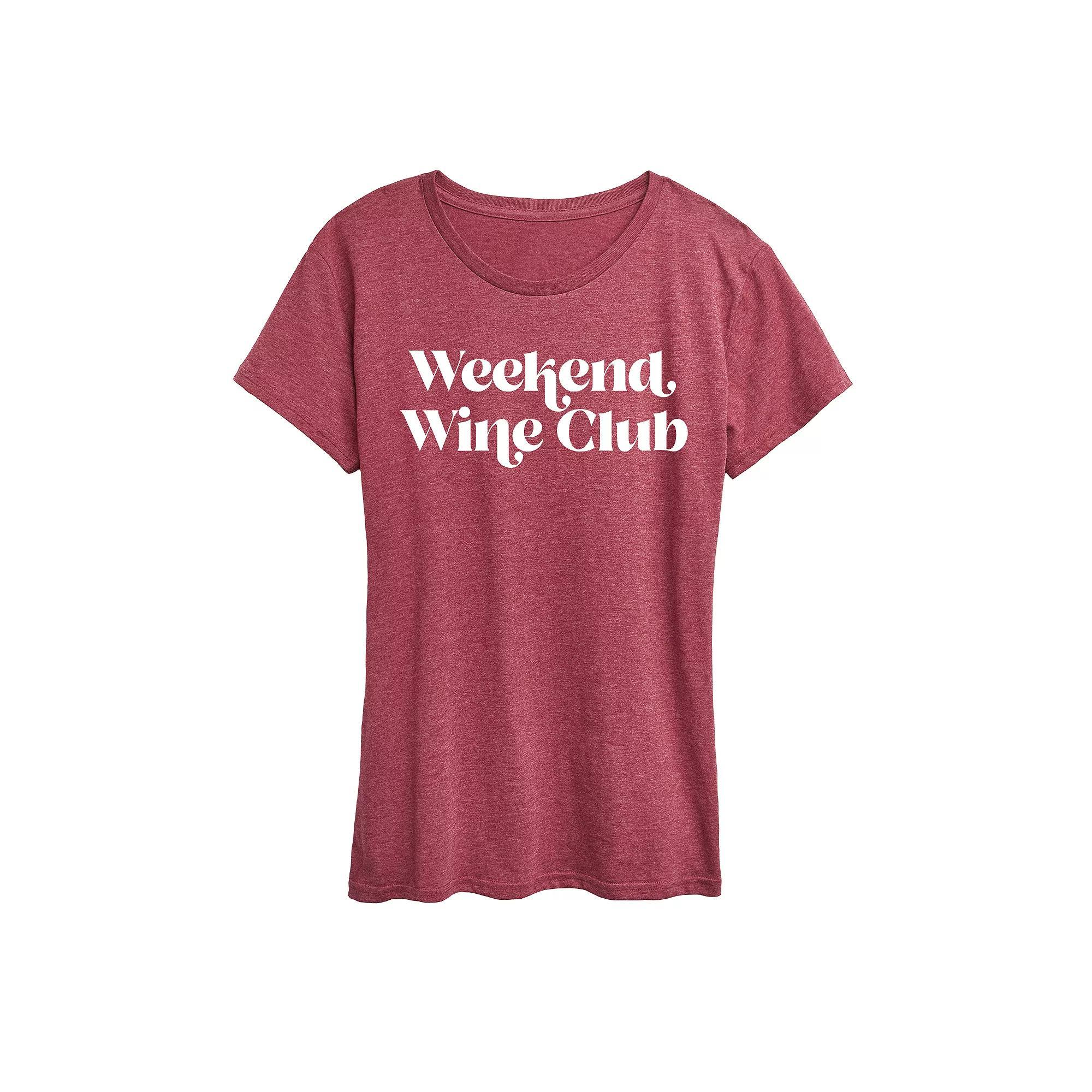 Womens Weekend Wine Club Graphic Tee, Girls Grey Dark Red Product Image