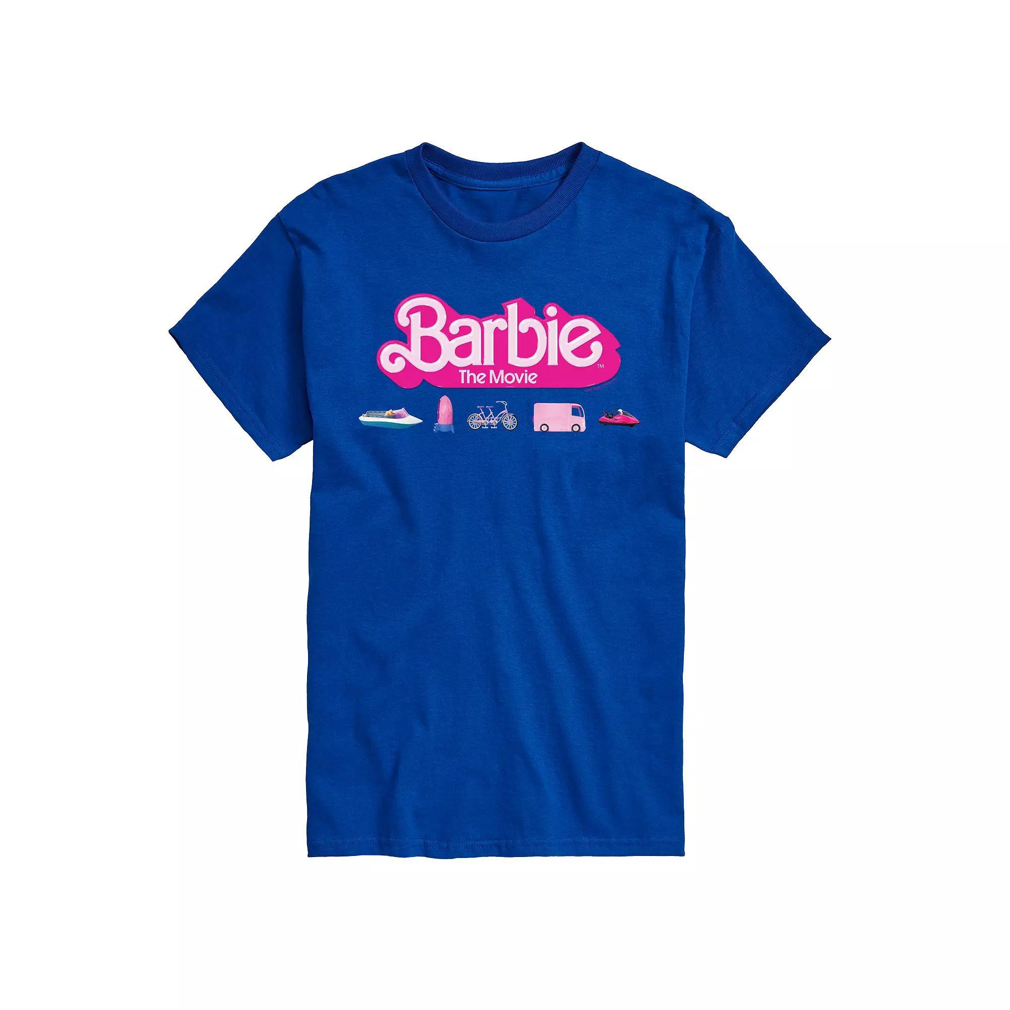 Big & Tall Barbie The Movie Theatrical Vehicle Graphic Tee, Mens Blue Product Image