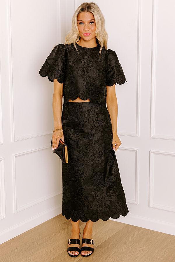 Garden Soiree Floral Jacquard Top in Black Product Image