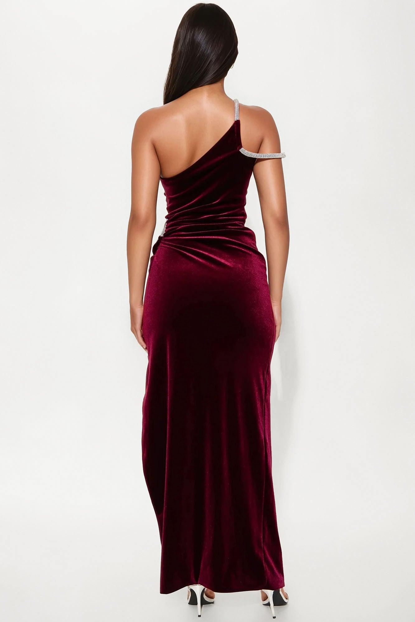 Jewel Velvet Gown - Burgundy Product Image
