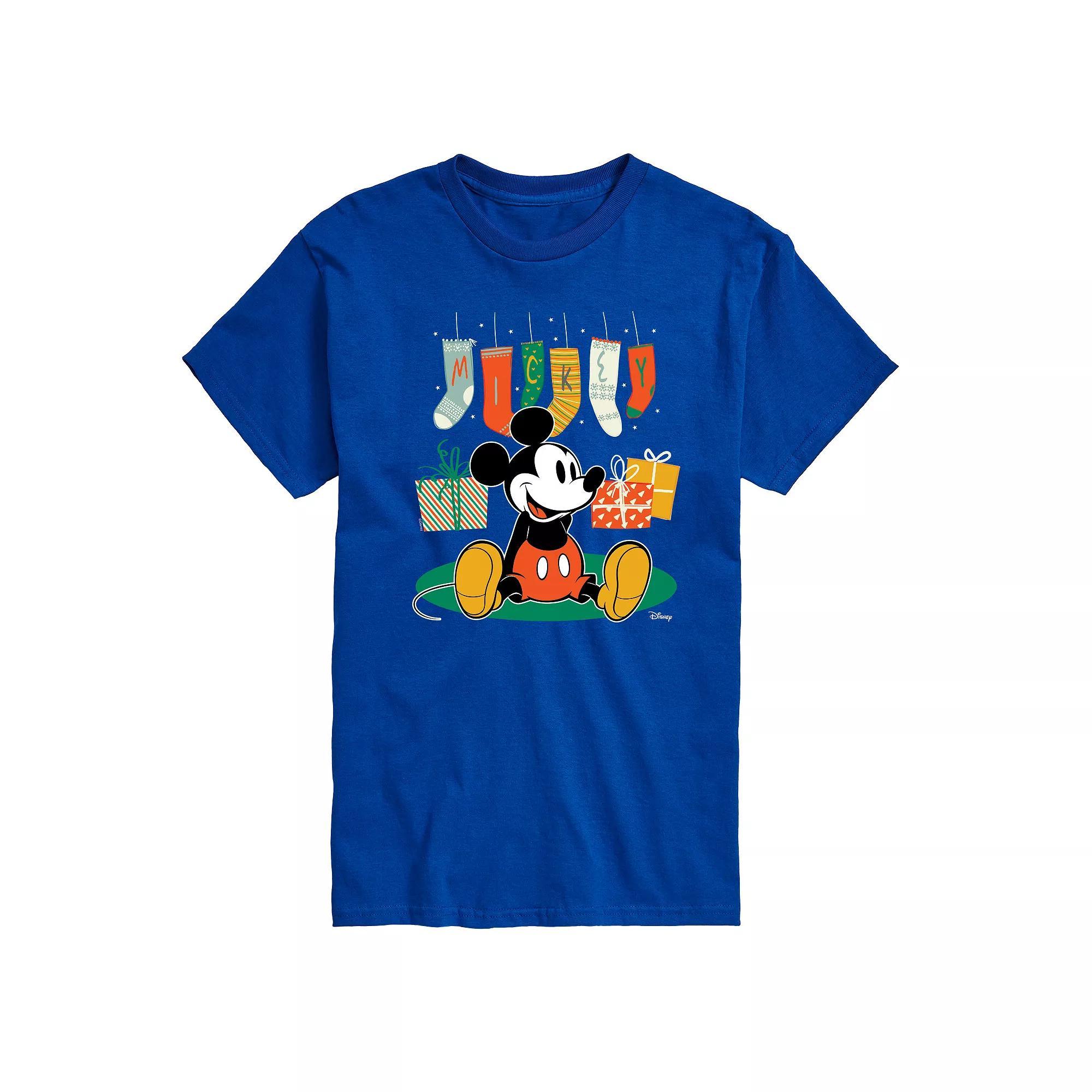 Disneys Mickey Mouse Big & Tall Stockings Graphic Tee, Mens Product Image