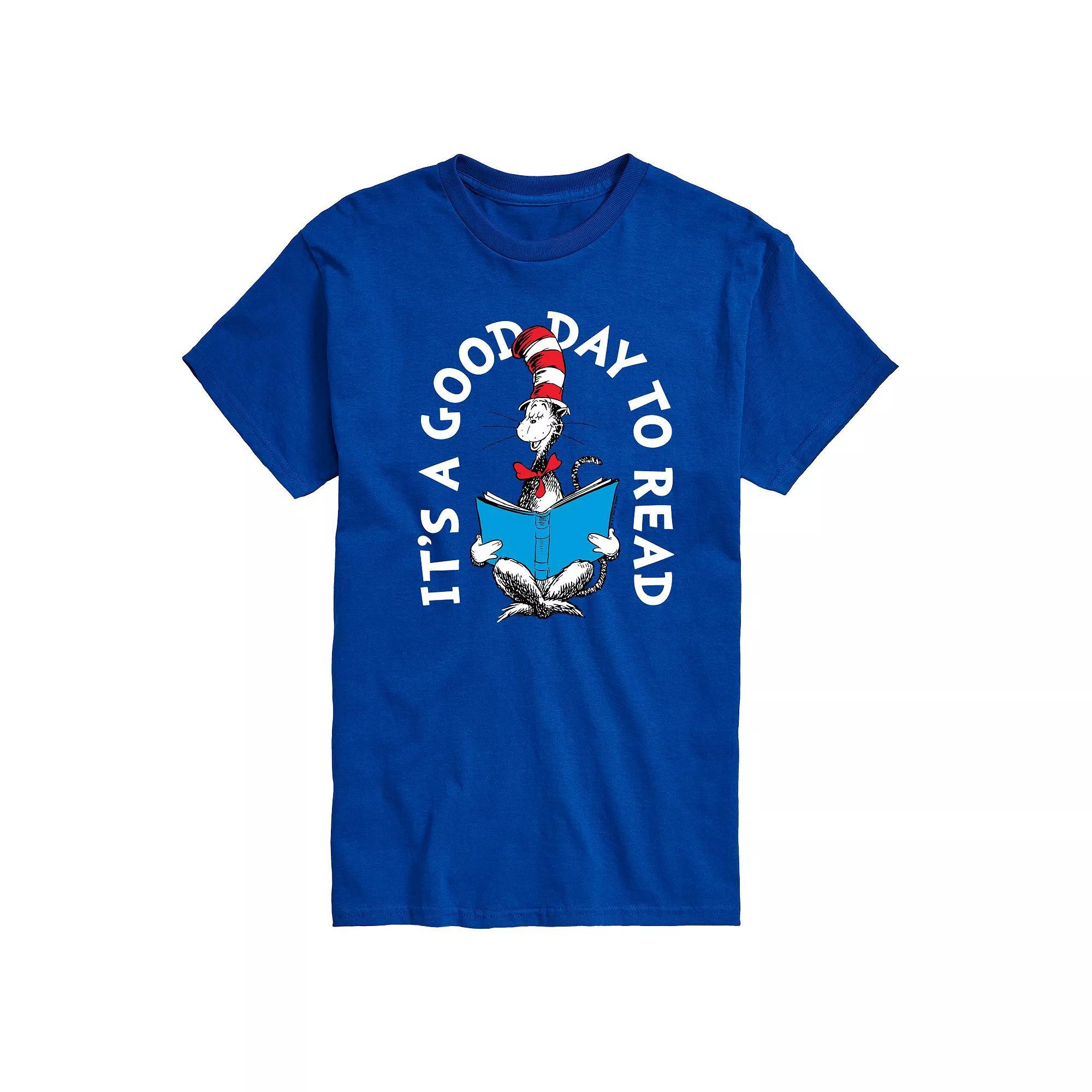 Men's Dr. Seuss The Cat in the Hat Its A Good Day To Read Graphic Tee, Size: Large, Blue Product Image