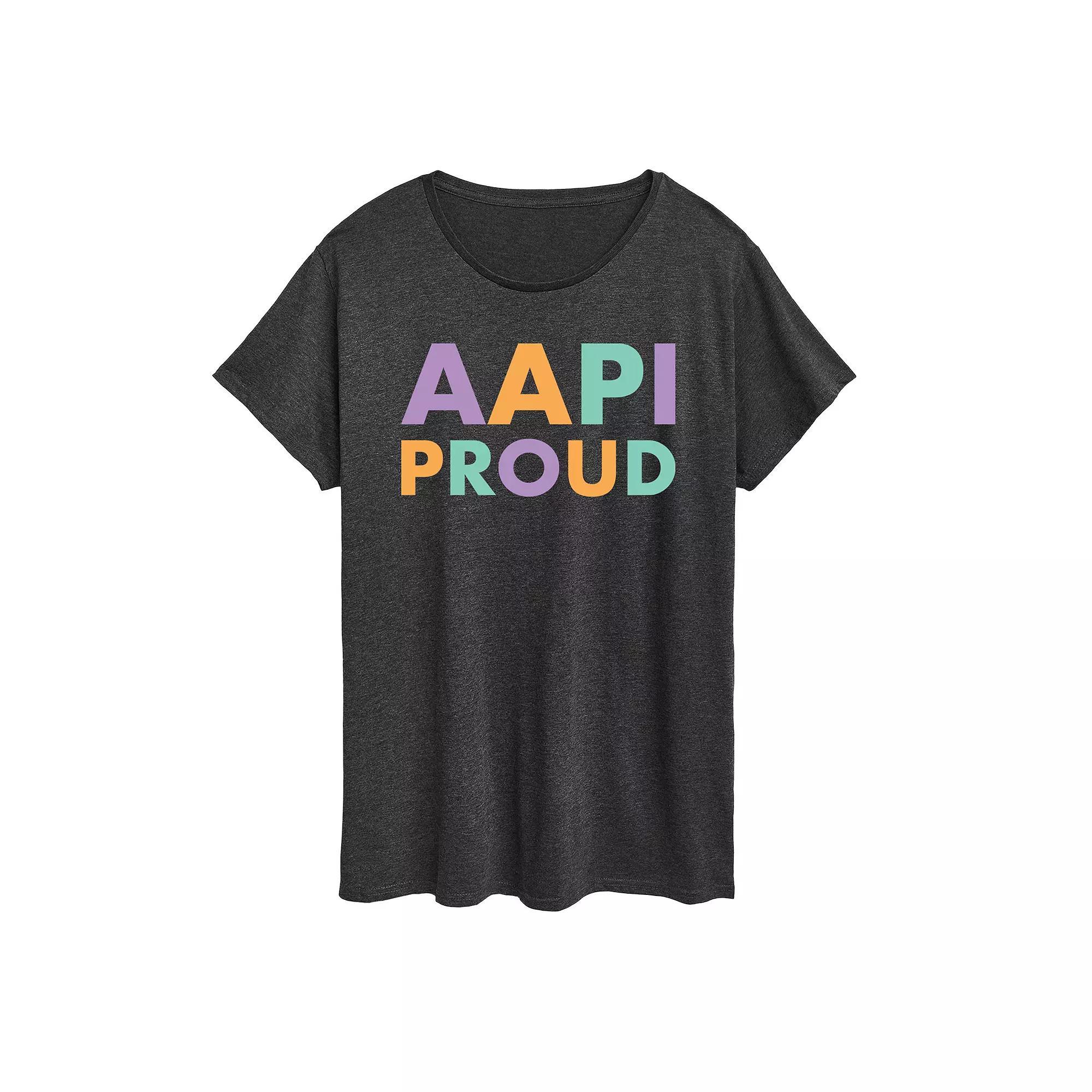 Plus AAPI Proud Graphic Tee, Womens Heather Grey Product Image