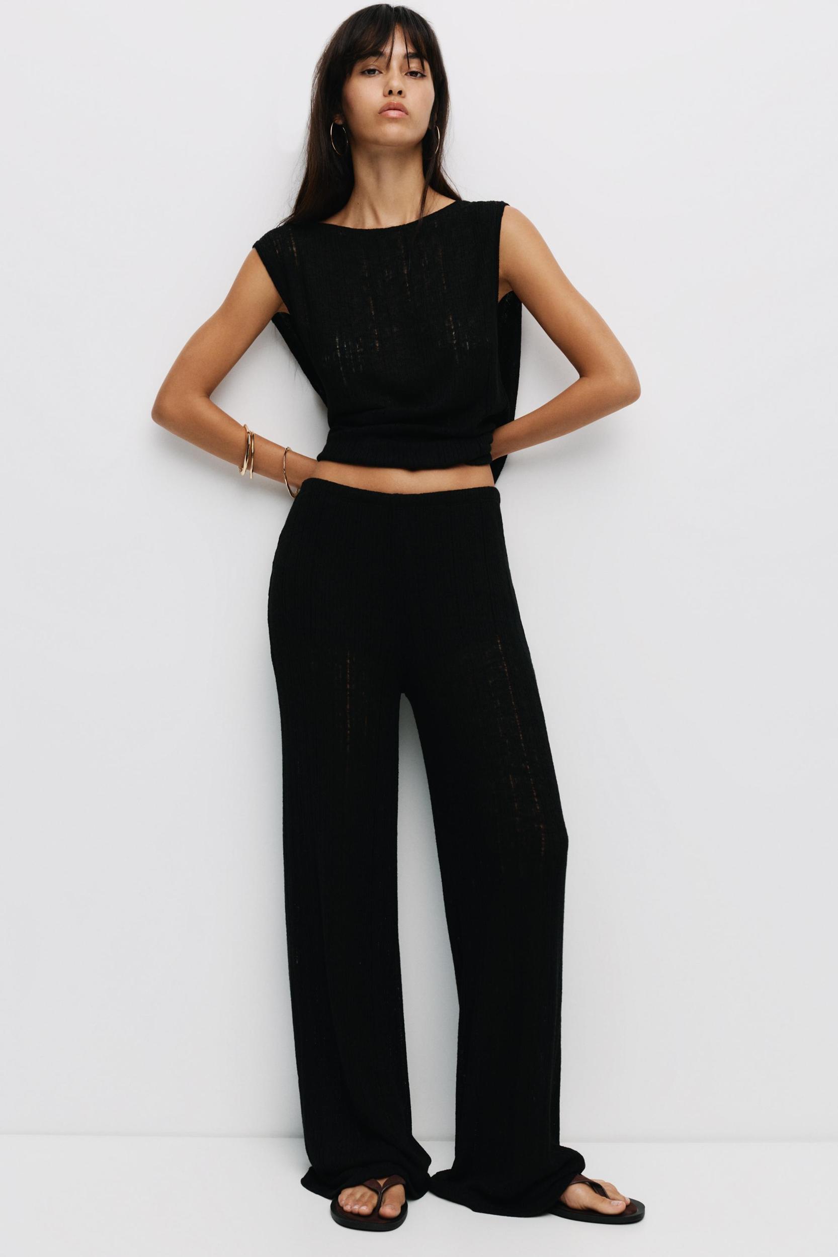 Pointelle knit trousers Product Image