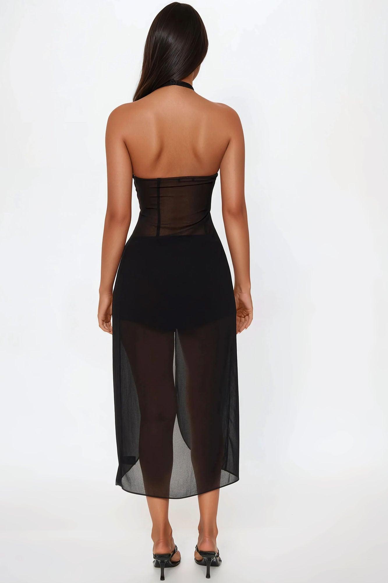 Sheer Seduction Halter Short Set - Black Product Image