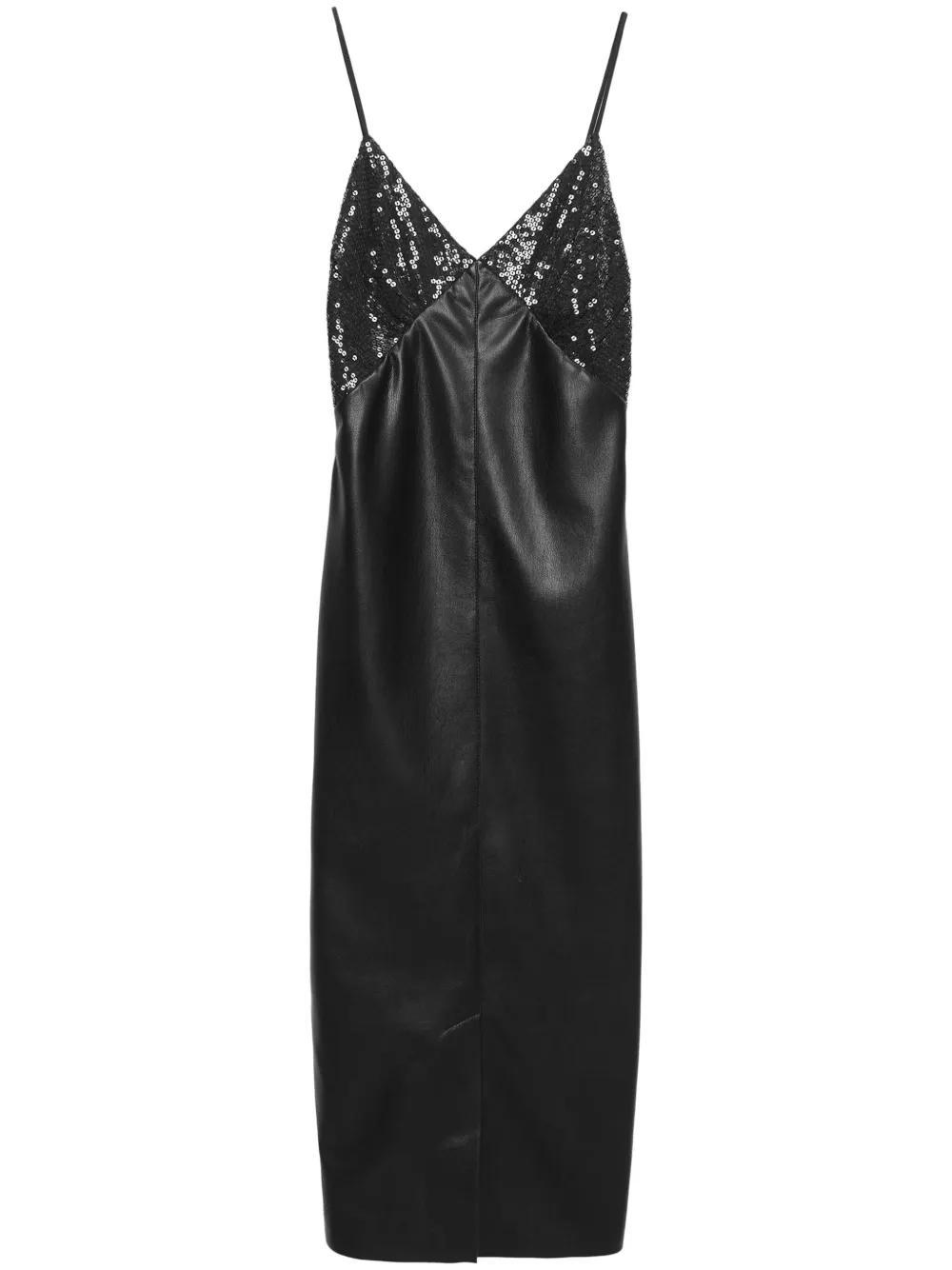 MSGM Sequin-embellished Midi Dress In Schwarz Product Image