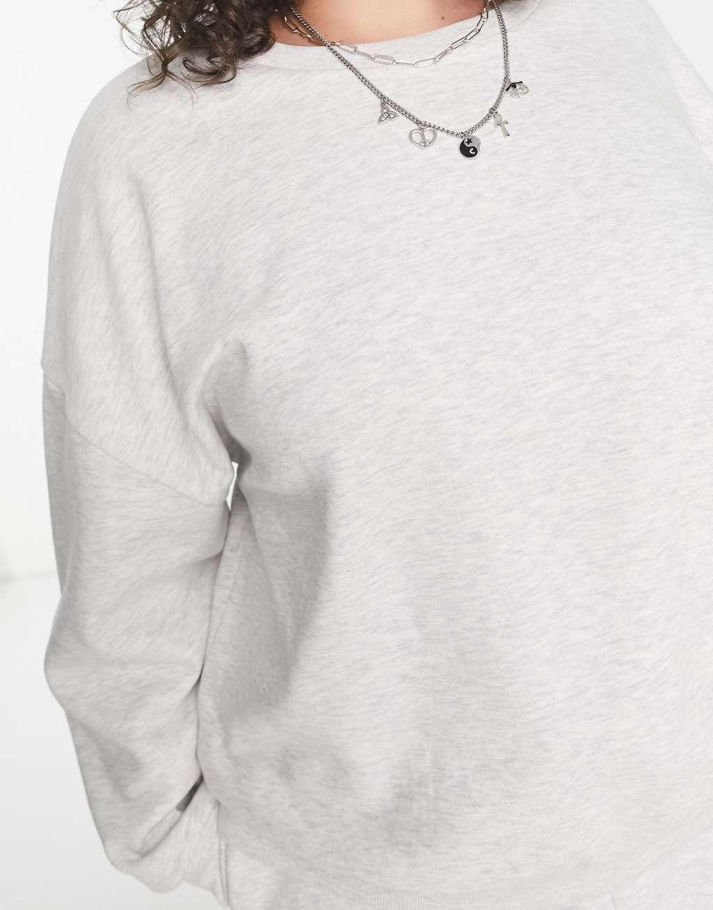 ASOS DESIGN Curve oversized sweatshirt in ice heather Product Image