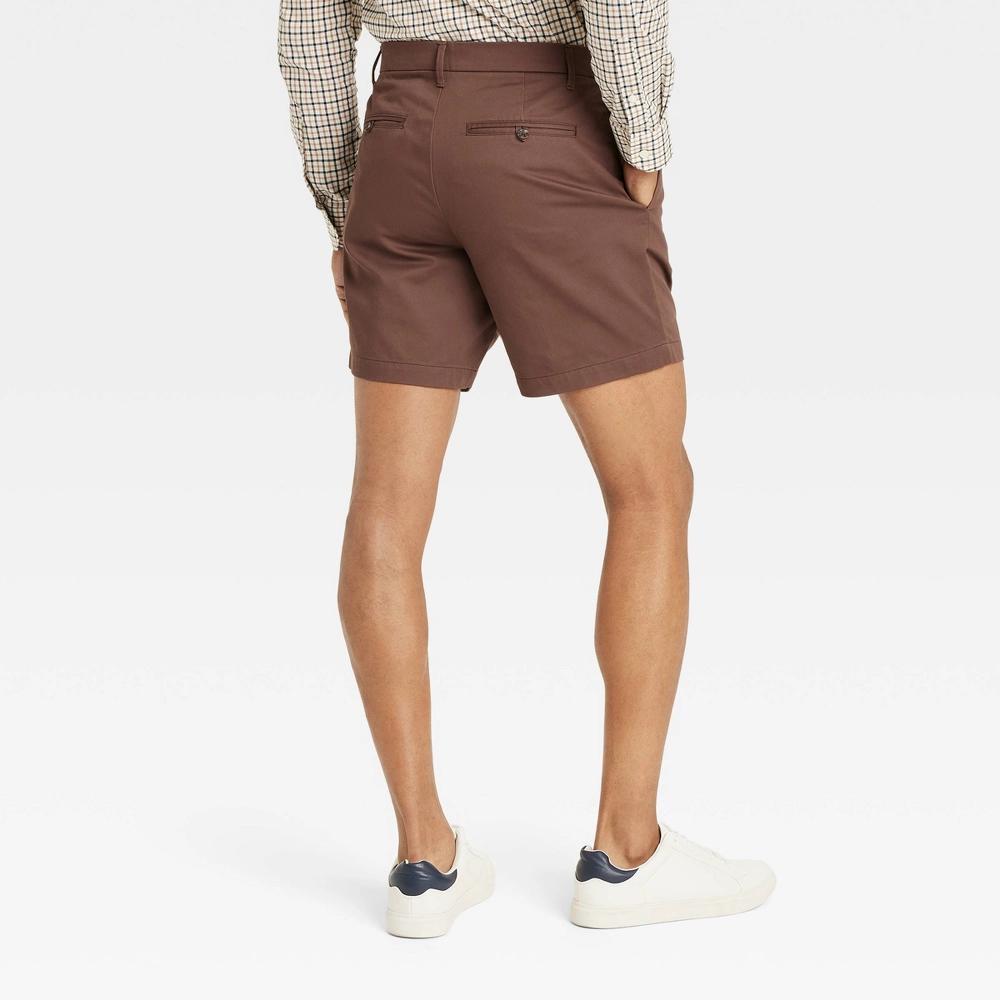 Men's 7" Pleated Trouser Shorts - Goodfellow & Co™ Dark Brown 31: Midweight Poplin, Stretch, Front & Back Pockets Product Image