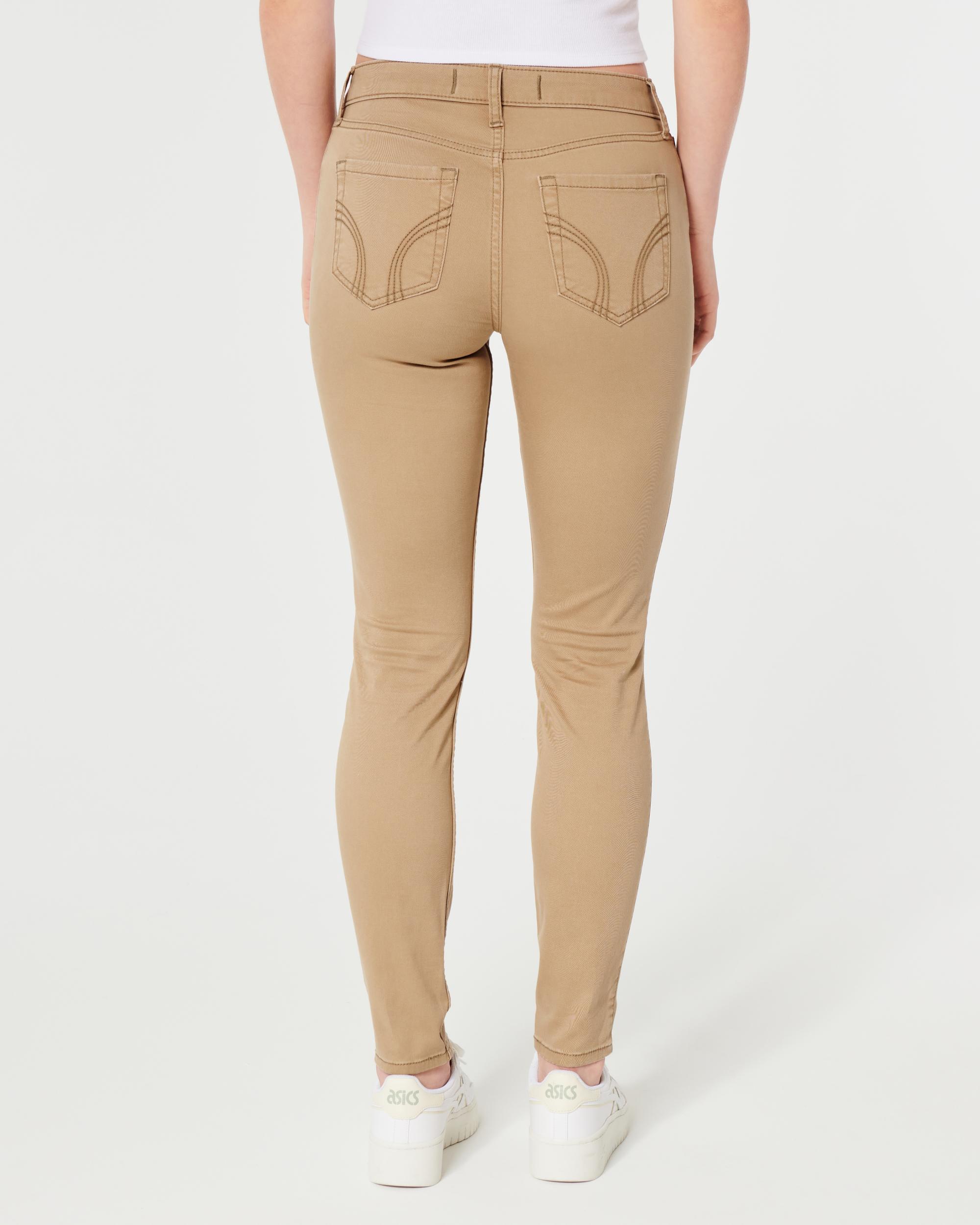High-Rise Khaki Super Skinny Pants Product Image