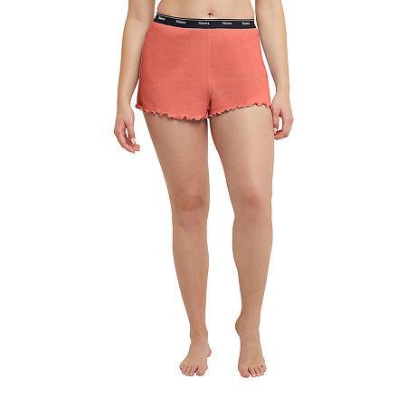 Hanes Originals Womens Rib Lounge Shorts, Lettuce Edge Red River Clay XL Product Image