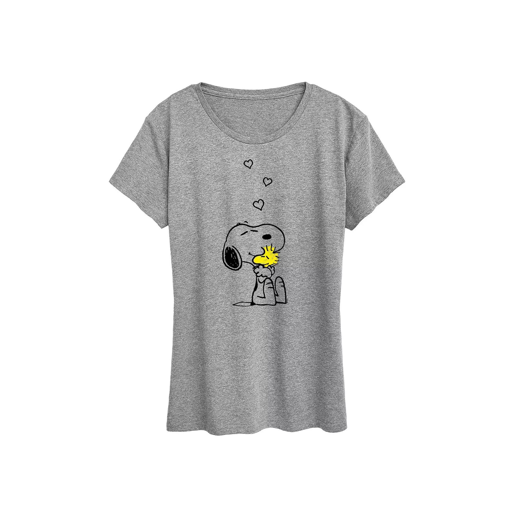 Womens Peanuts Snoopy & Woodstock Hugs Graphic Tee, Girls Grey Gray Product Image