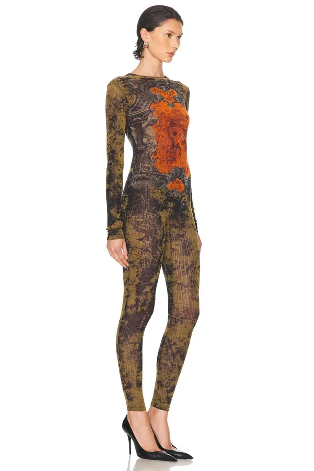 JEAN PAUL GAULTIER Graphic Print Full-length Dress With Long Sleeves In Black Product Image