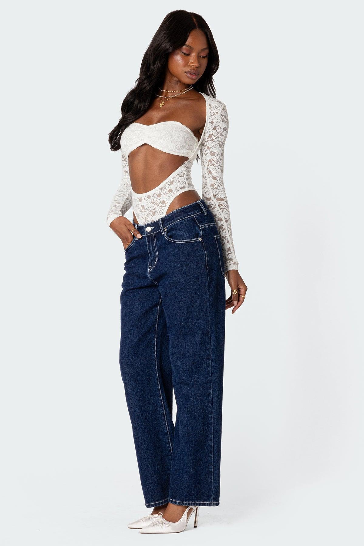 Zoey Sheer Lace Two Piece Bodysuit Product Image