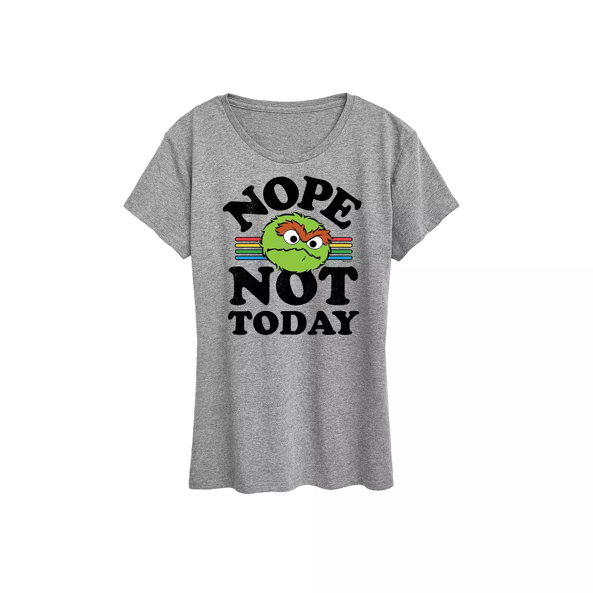 Womens Sesame Street Nope Not Today Graphic Tee Grey Gray Product Image