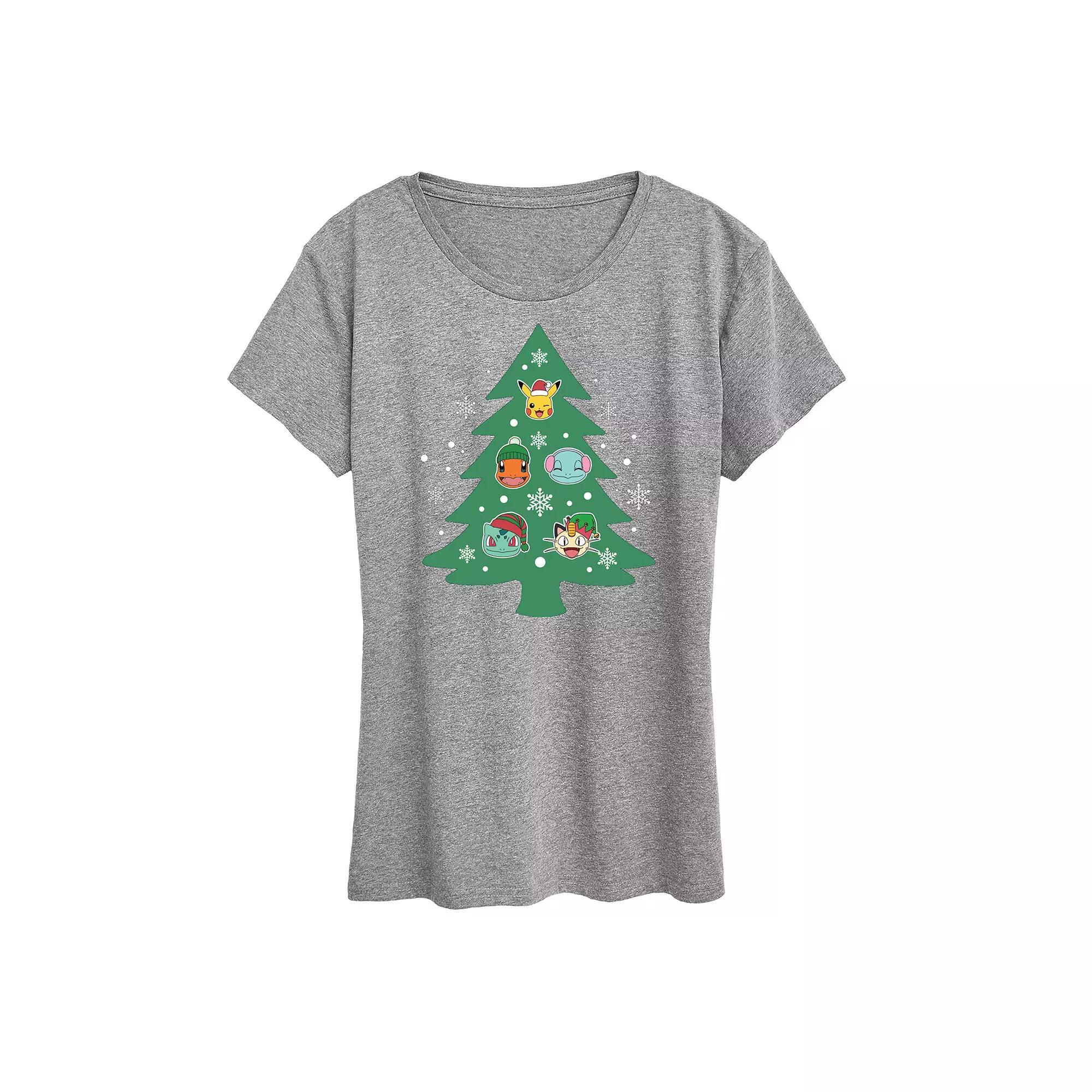 Womens Pokemon Partners Tree Pattern Tee Grey Gray Product Image
