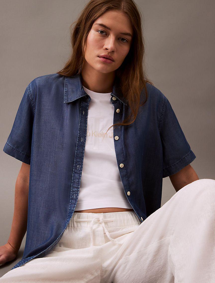 Lyocell Button-Down Short Sleeve Shirt Product Image