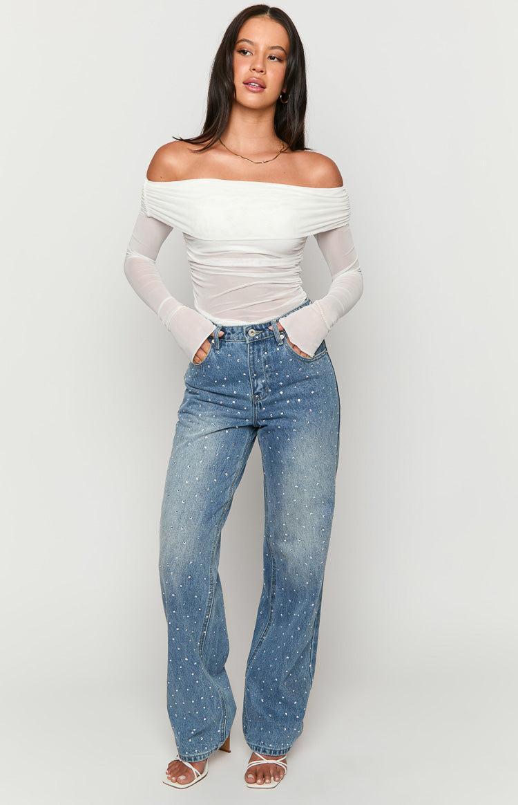 Sparks Mid Wash Denim Straight Leg Jeans Girls Product Image