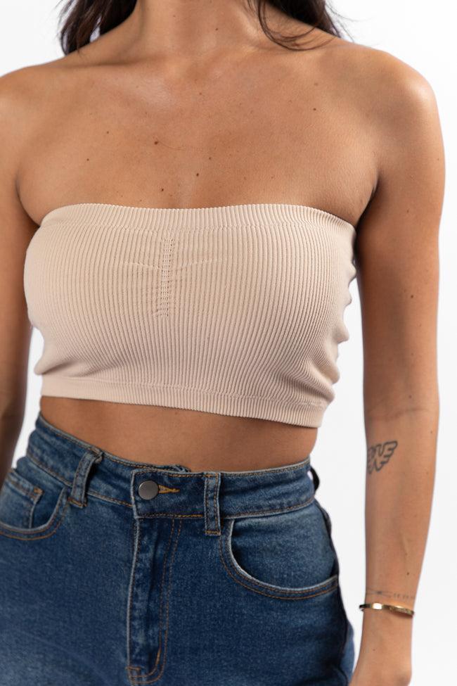 Simple Vibes Khaki Seamless Bandeau SALE Product Image