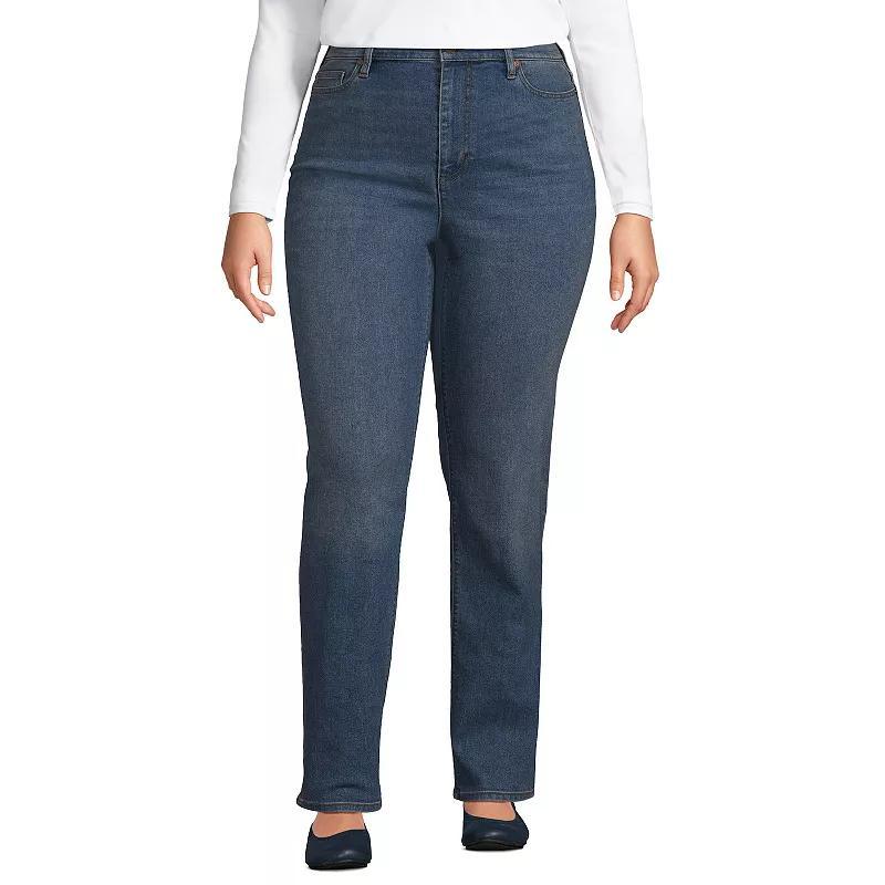 Plus Size Lands' End Recover High Rise Straight Leg Jeans, Women's, Size: 22WX32, Blue Tide Blue Product Image