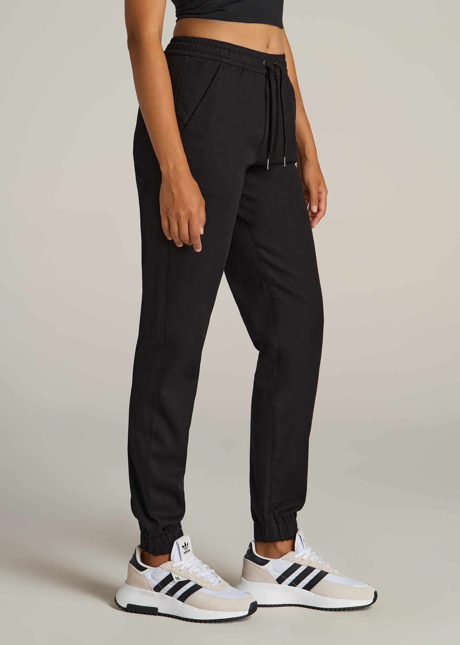 Twill Jogger Pants for Tall Women in Black Product Image