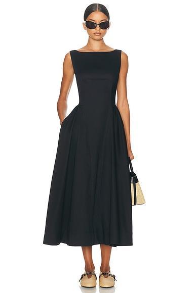 Stretch Cotton Sateen Midi Dress Helsa Product Image