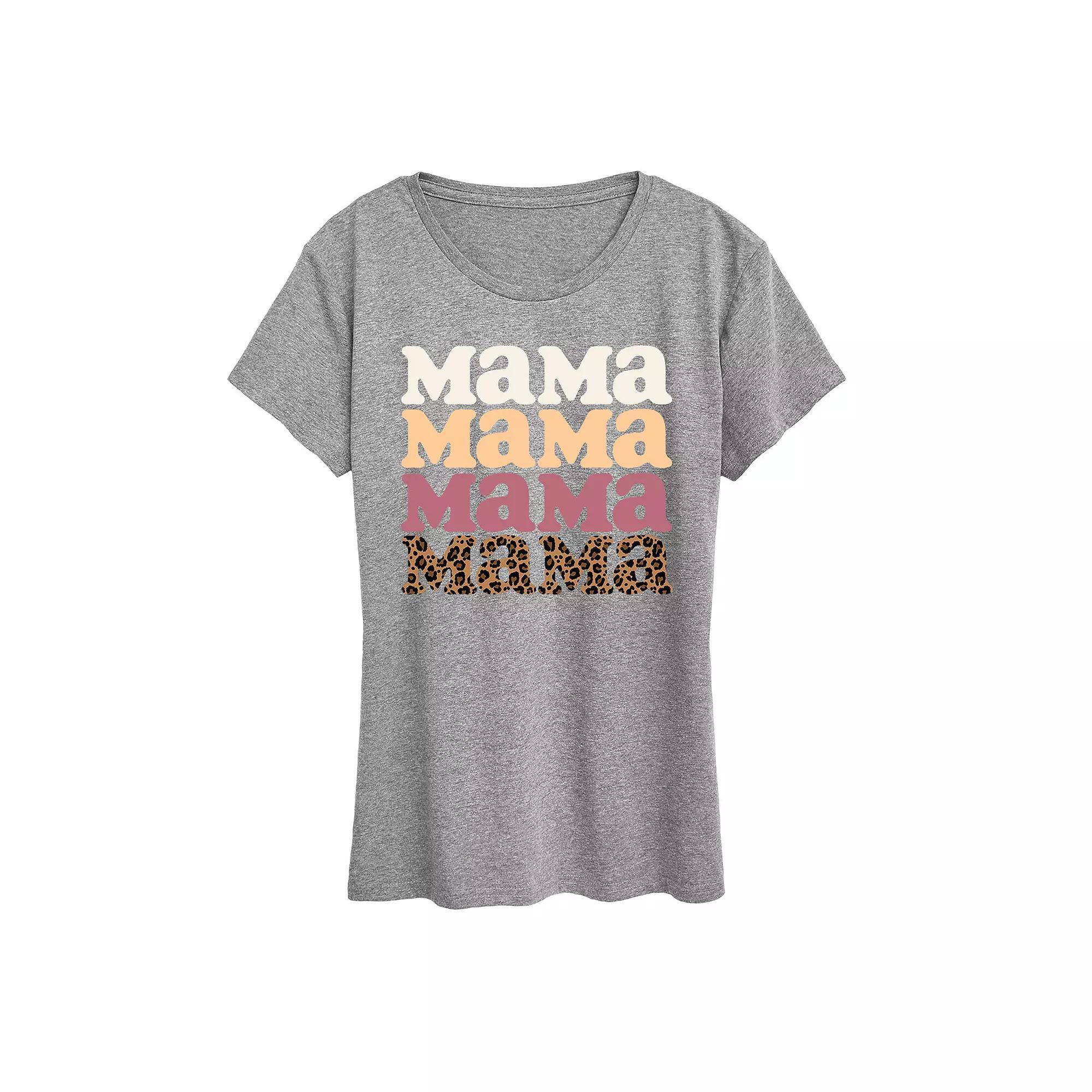 Womens MAMA Leopard Graphic Tee, Girls Grey Gray Product Image