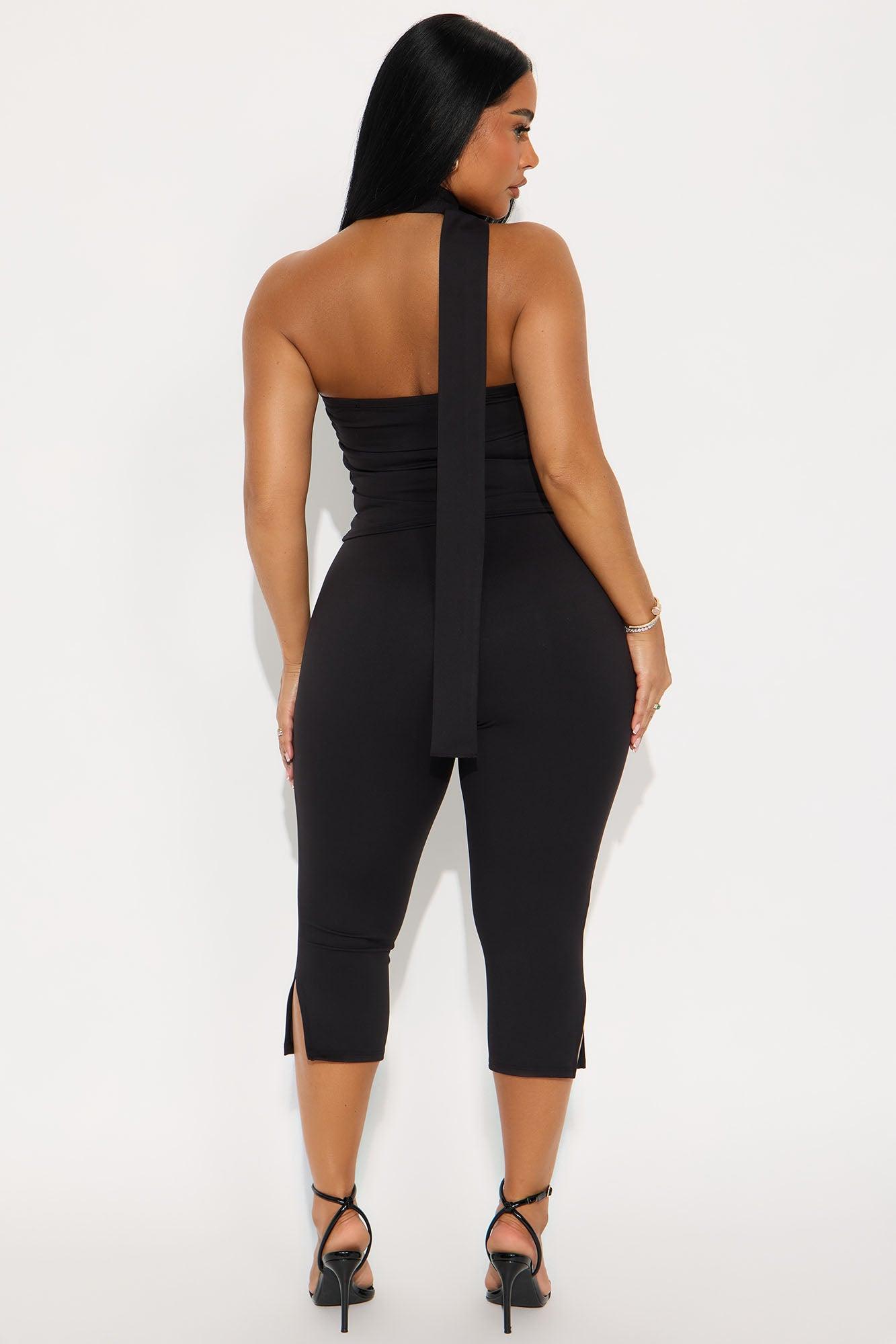 Ava 3 Piece Capri Set - Black Product Image