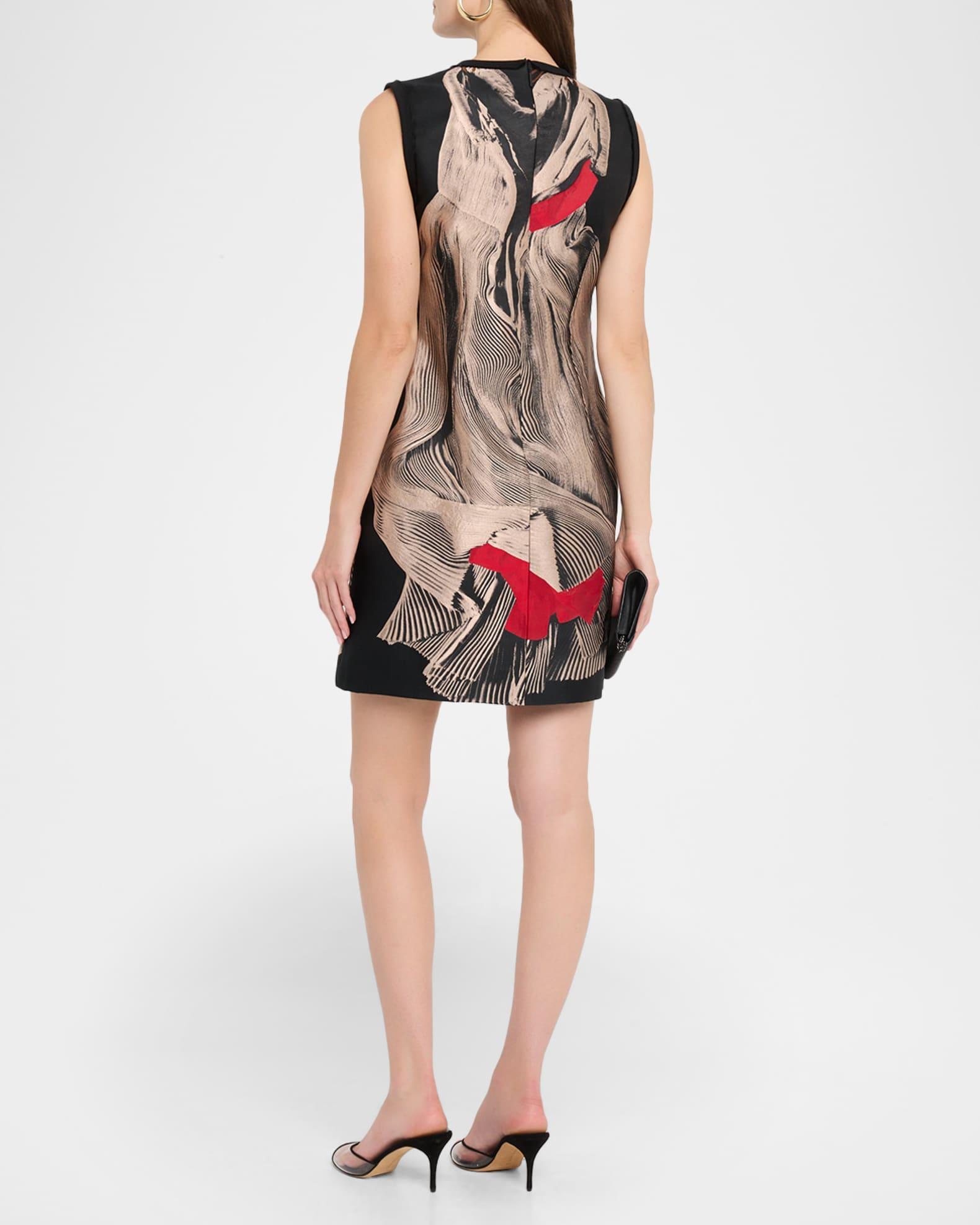 Dancing Pleat Jacquard Sleeveless Mini Dress Product Image