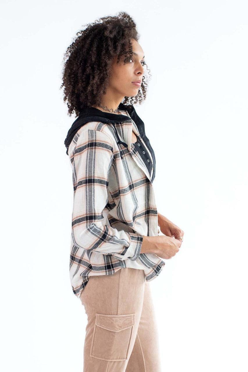 Black Hooded Flannel Product Image