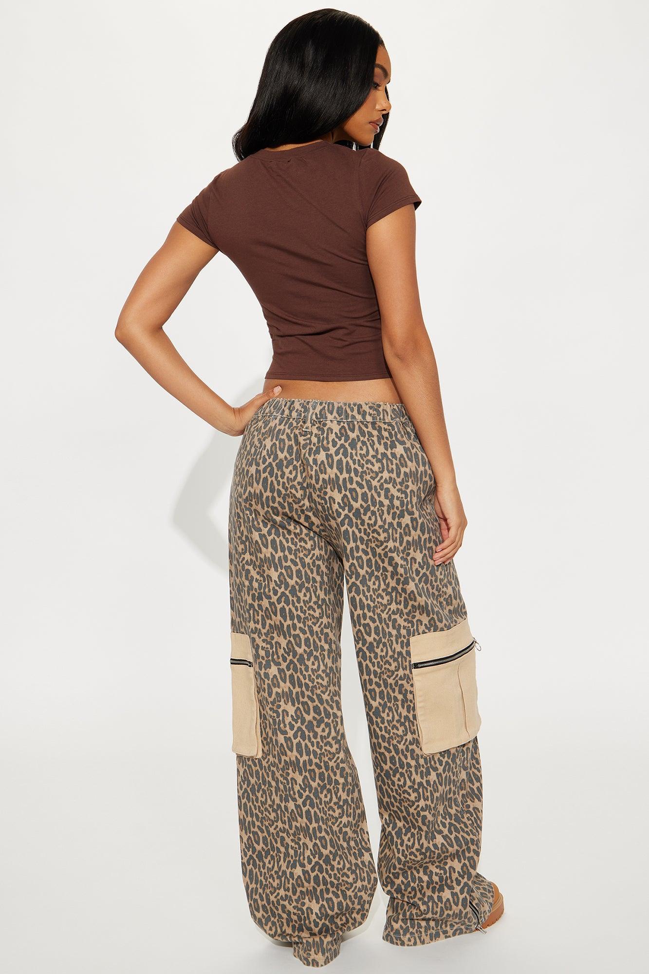 On The Prowl Leopard Twill Wide Leg Pant - Brown/combo Product Image