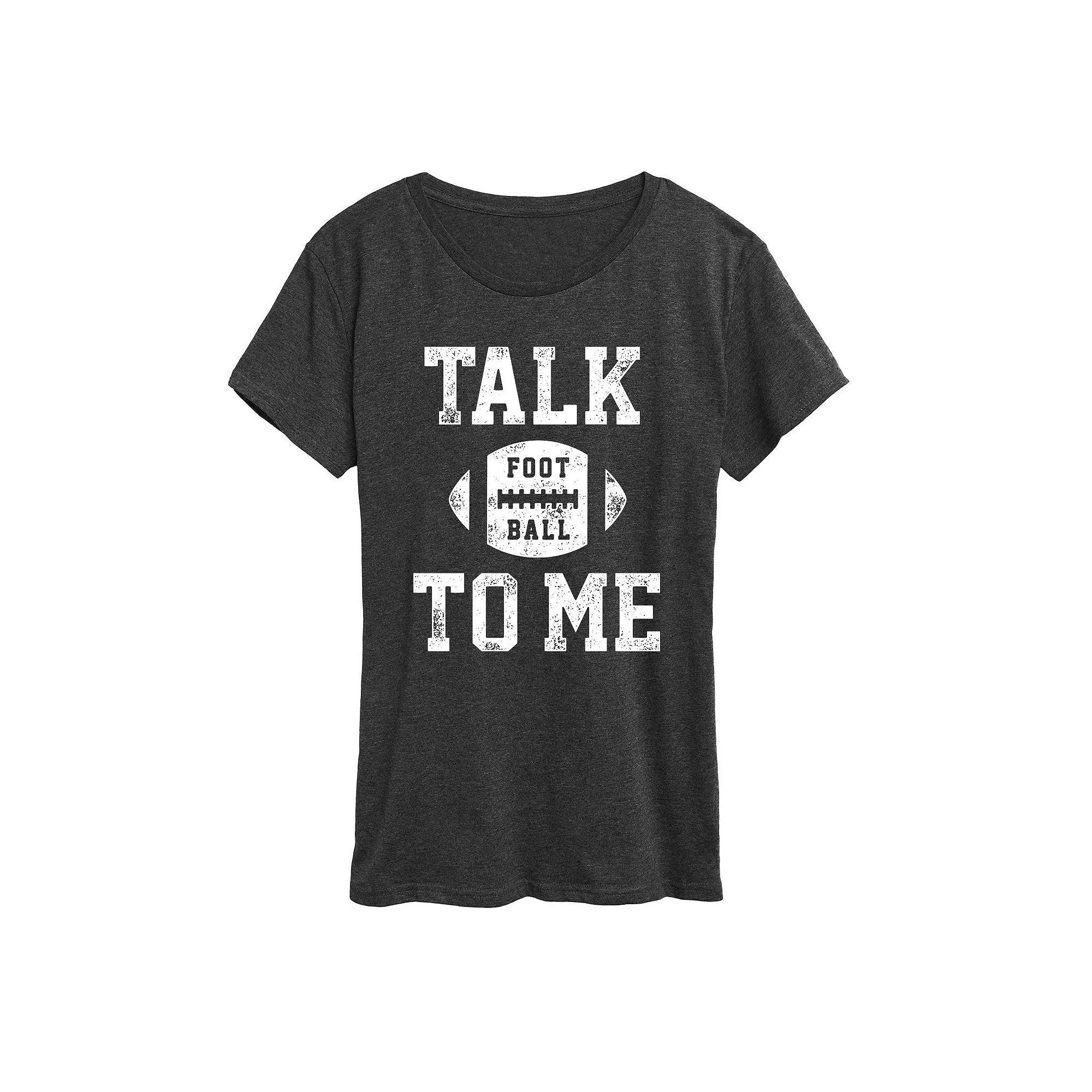 Womens Talk Football To Me Graphic Tee, Girls Heather Grey Product Image