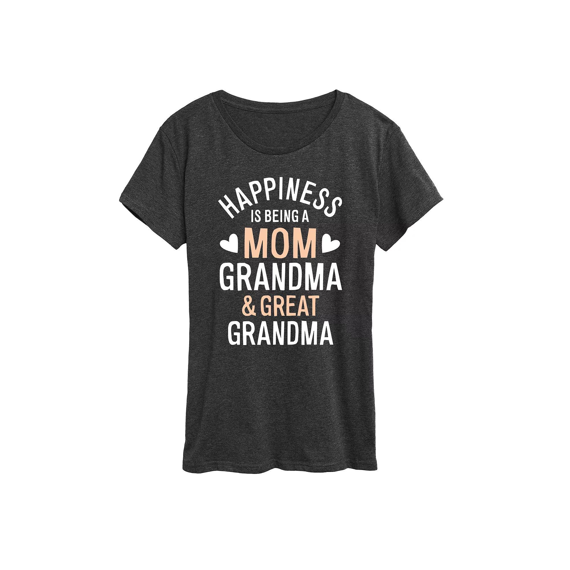 Womens Happiness Mom Grandma & Great Grandma Graphic Tee, Girls Heather Grey Product Image